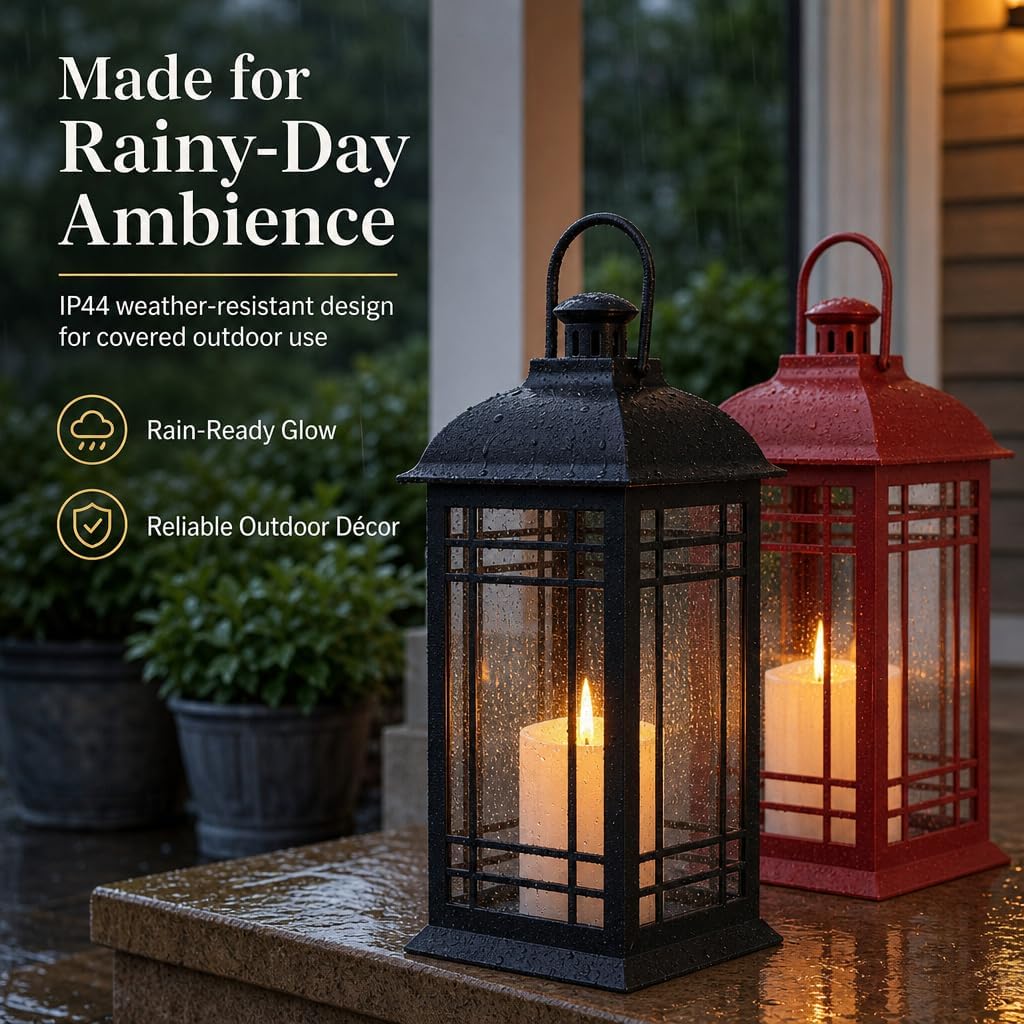Wallsky Lanterns Decorative Indoor with LED Flickering Flameless Candles
