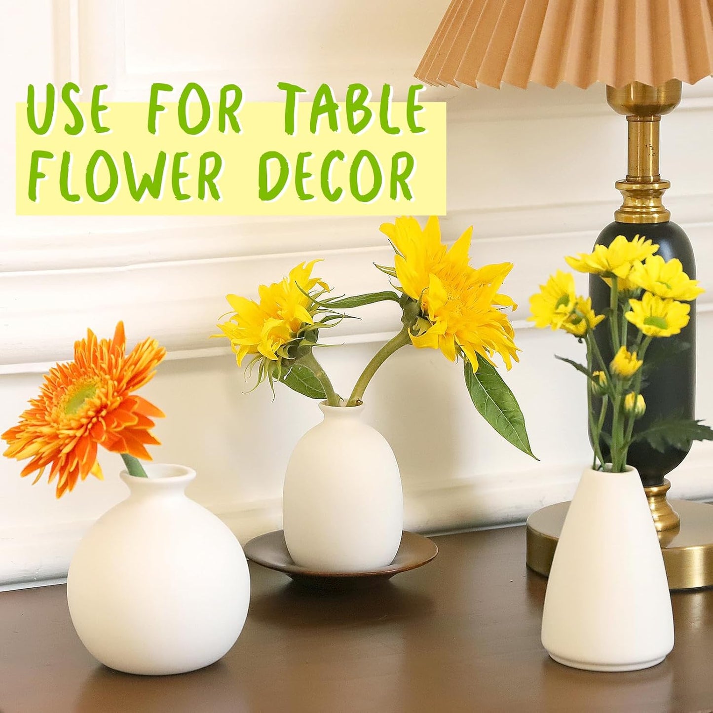 10pc Ceramic Bud Vases Set / White / 3 Inch / Set of 10