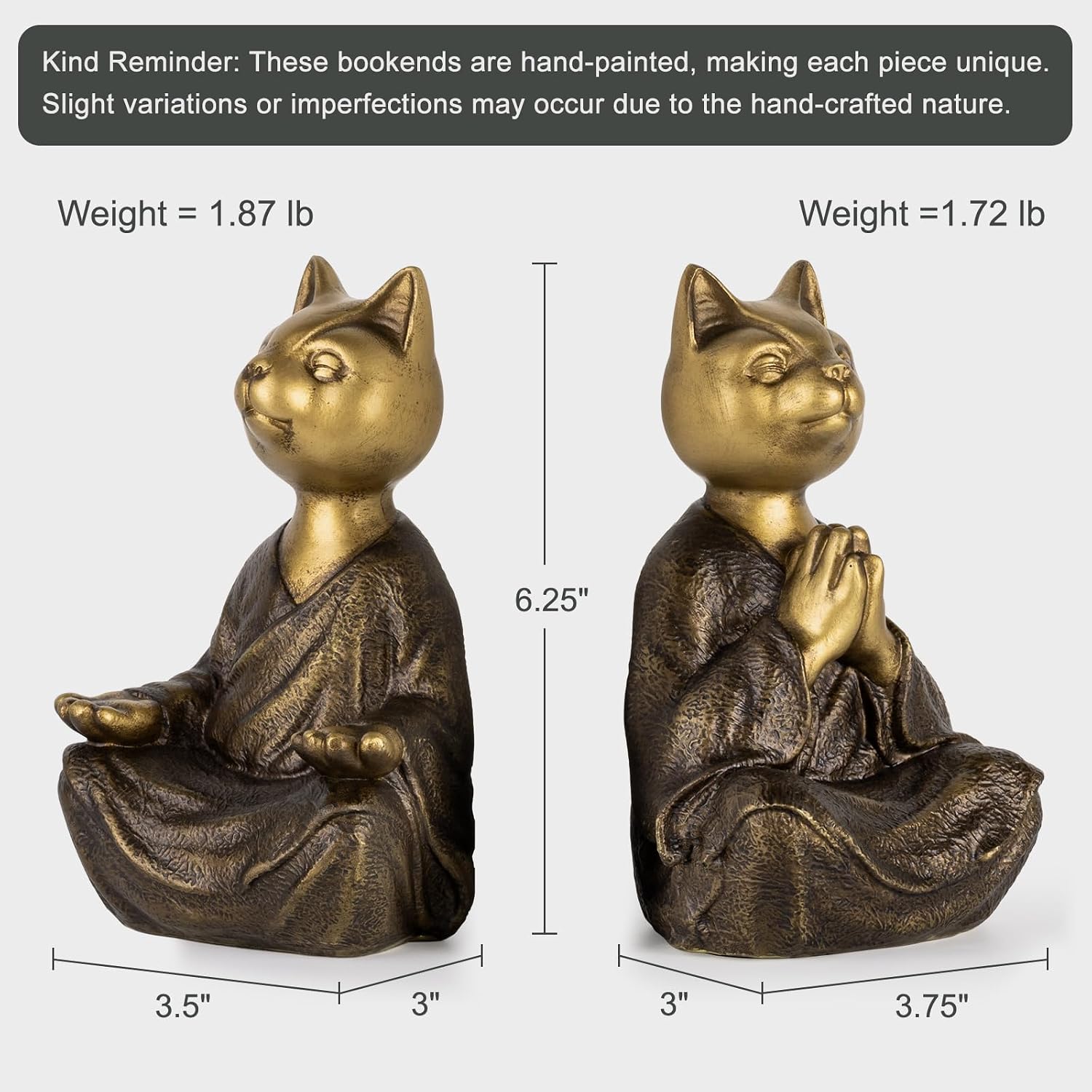 Heavy Resin Book Ends / Gold