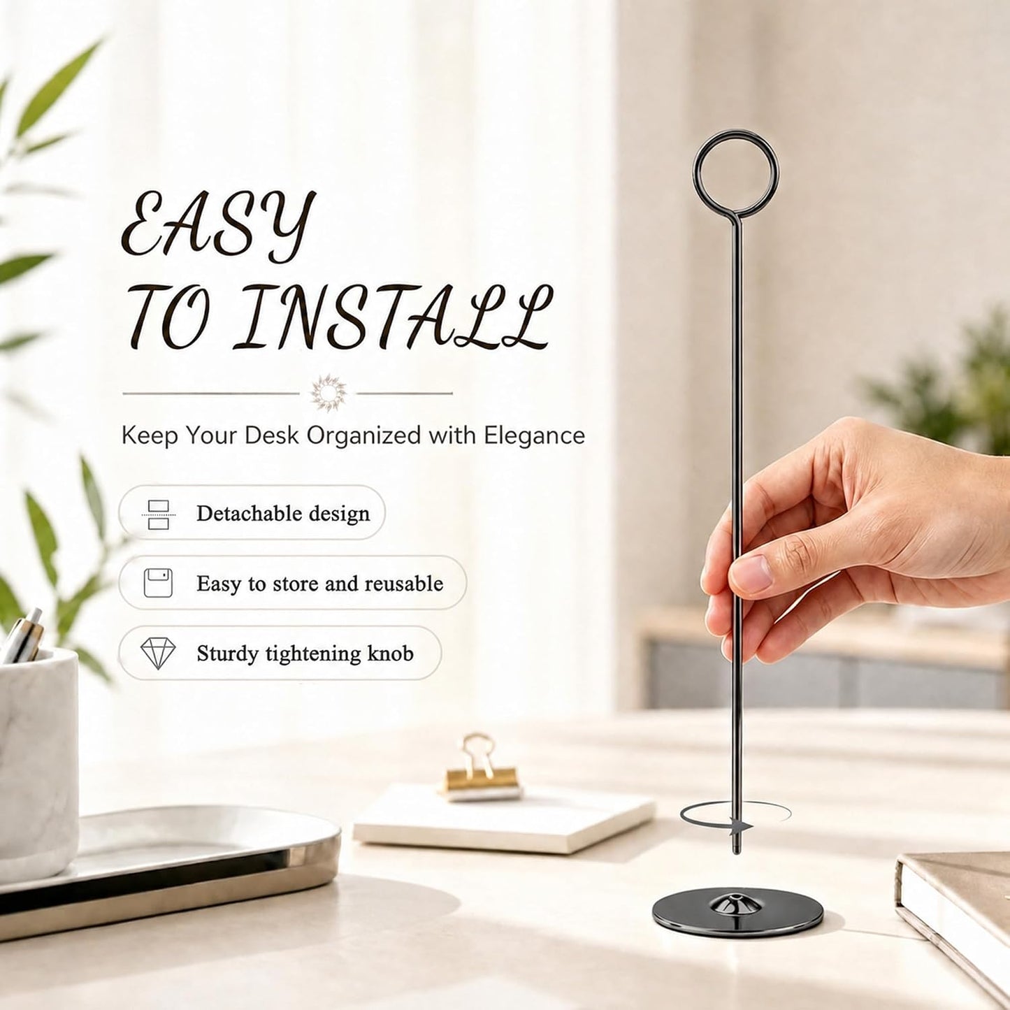 Urban Deco 16PK Table Number Holders Place Card Holders 12 Inch Table Card Holders Steel Card Holders for Photos, Food