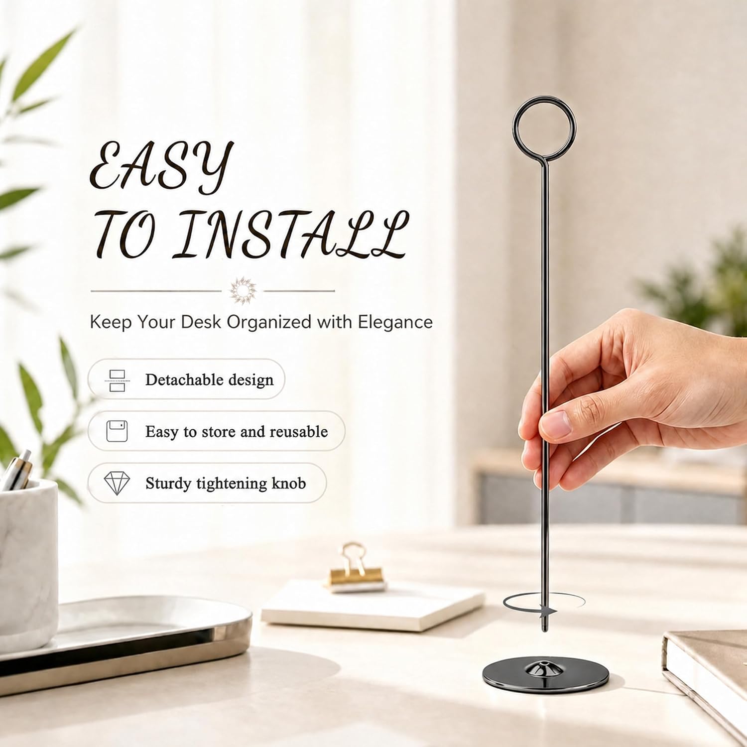 Urban Deco 16PK Table Number Holders Place Card Holders 12 Inch Table Card Holders Steel Card Holders for Photos, Food