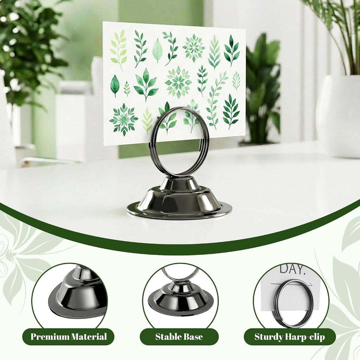 ERYTLLY 16 PK Place Card Holders Table Card Holder Steel Card Holders for Weddings,Birthdays,Photos, Memo Notes