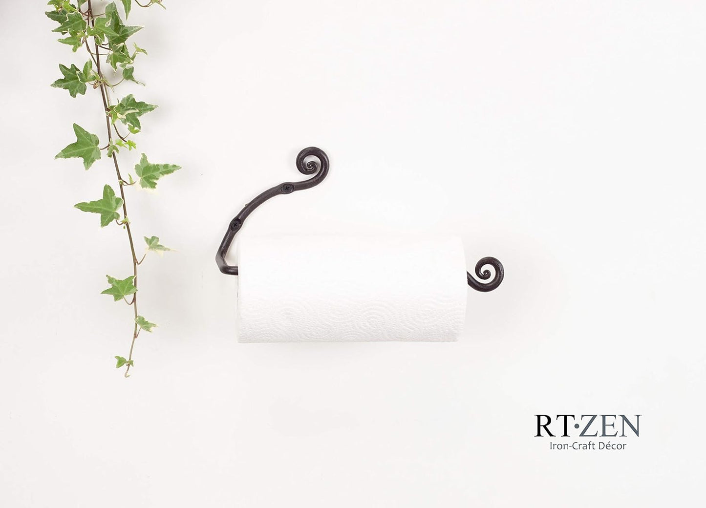 Horizontal Black Paper Towel Holder, Stylish Home Accent Countertop | Handcrafted, Rustic Metal, Decorative Wrought