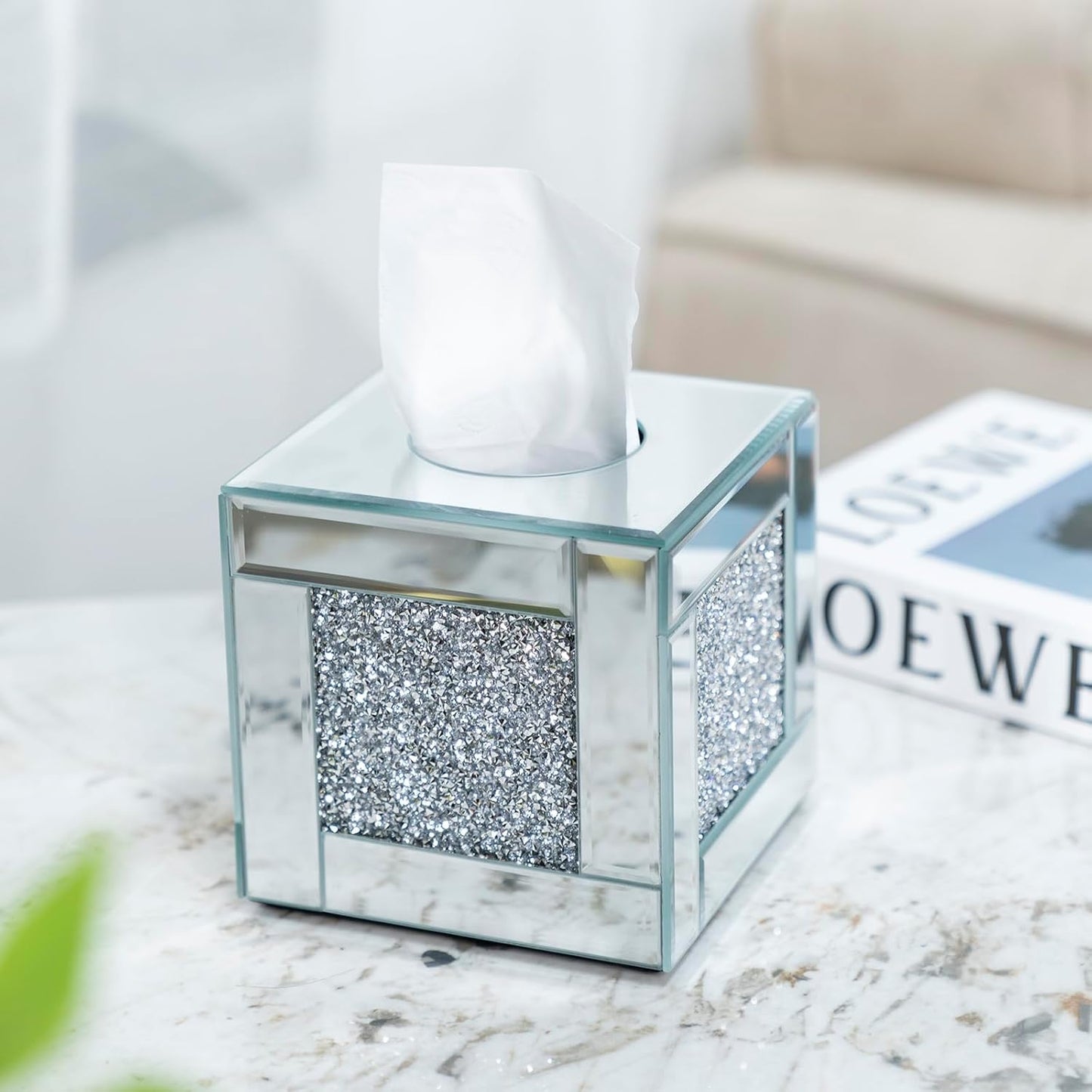 Square Glass Facial Tissue Holder