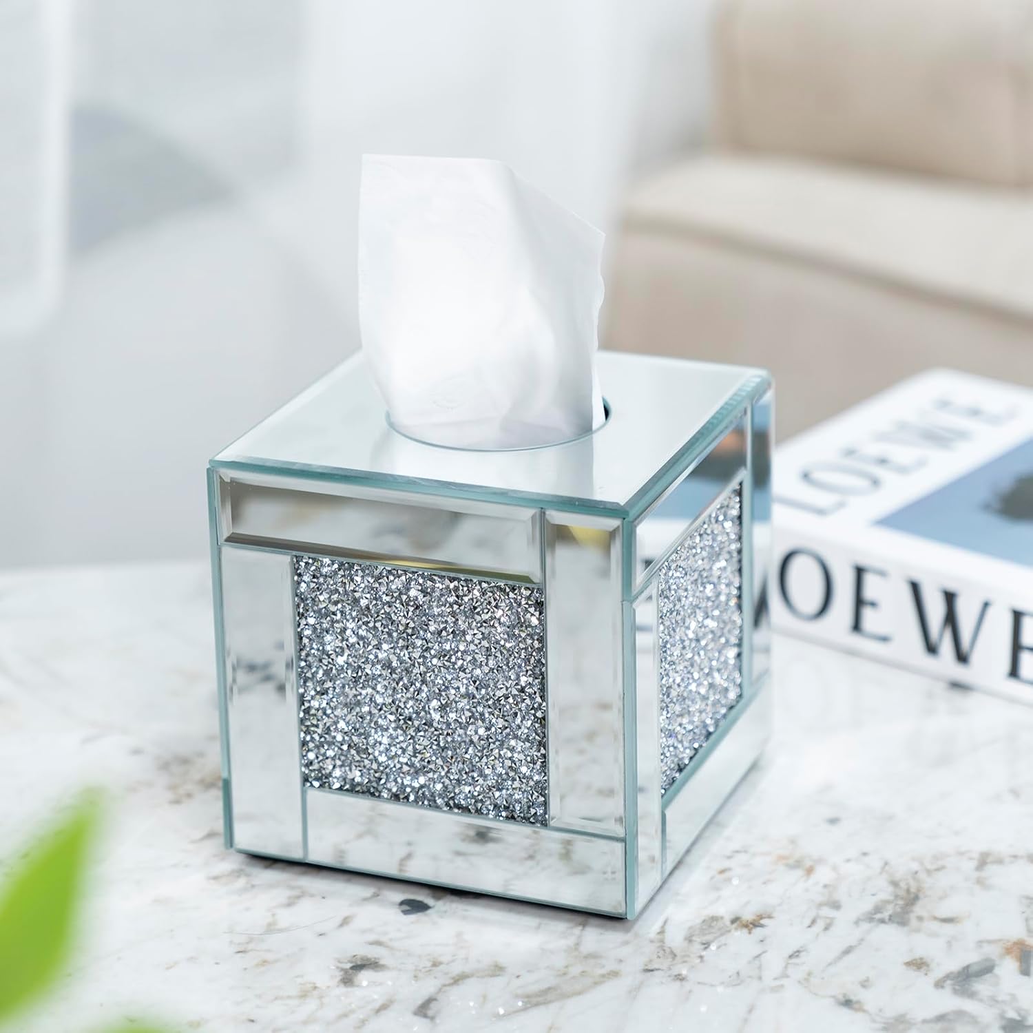 Square Glass Facial Tissue Holder