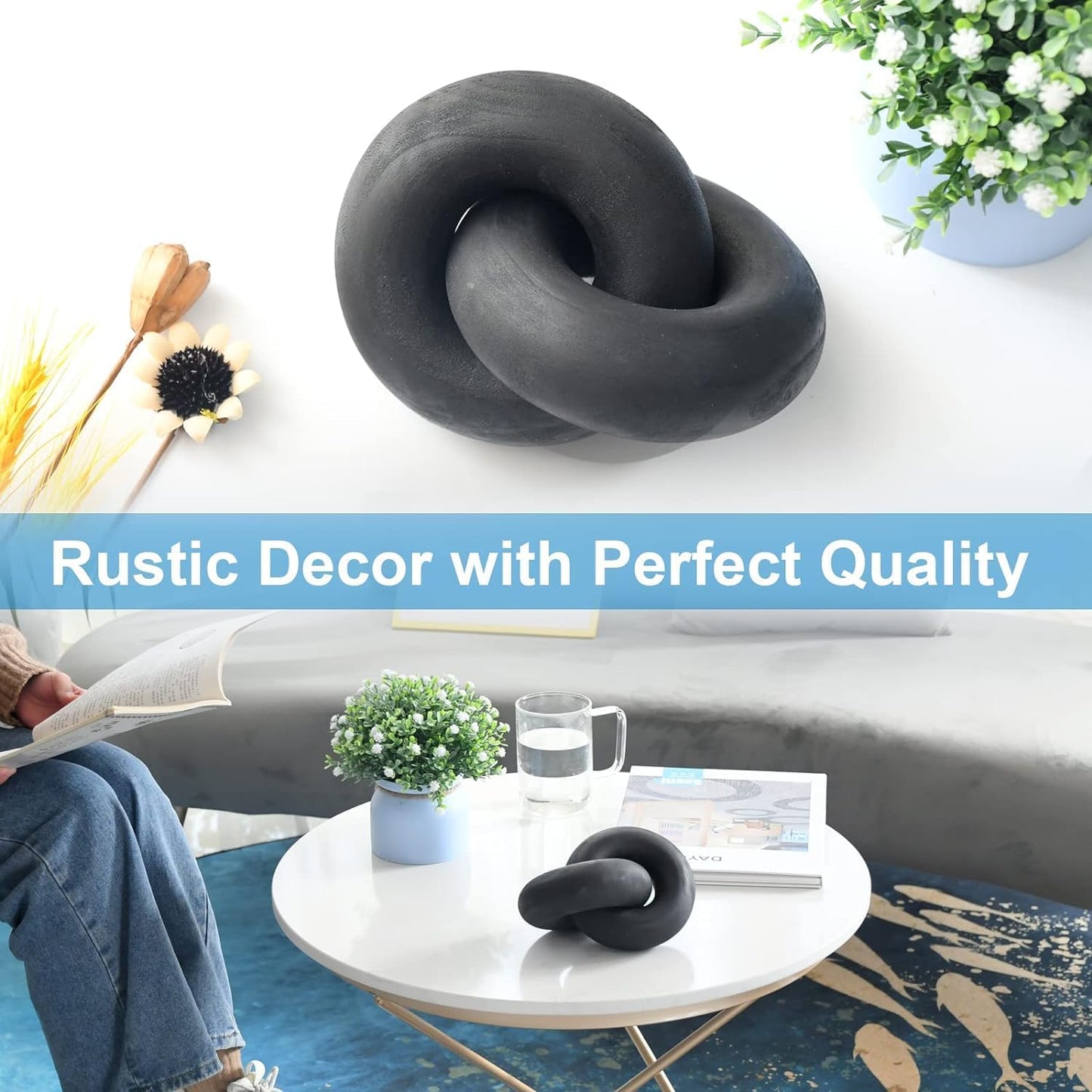 Modern Farmhouse Bookshelf Decorative Objects / Black