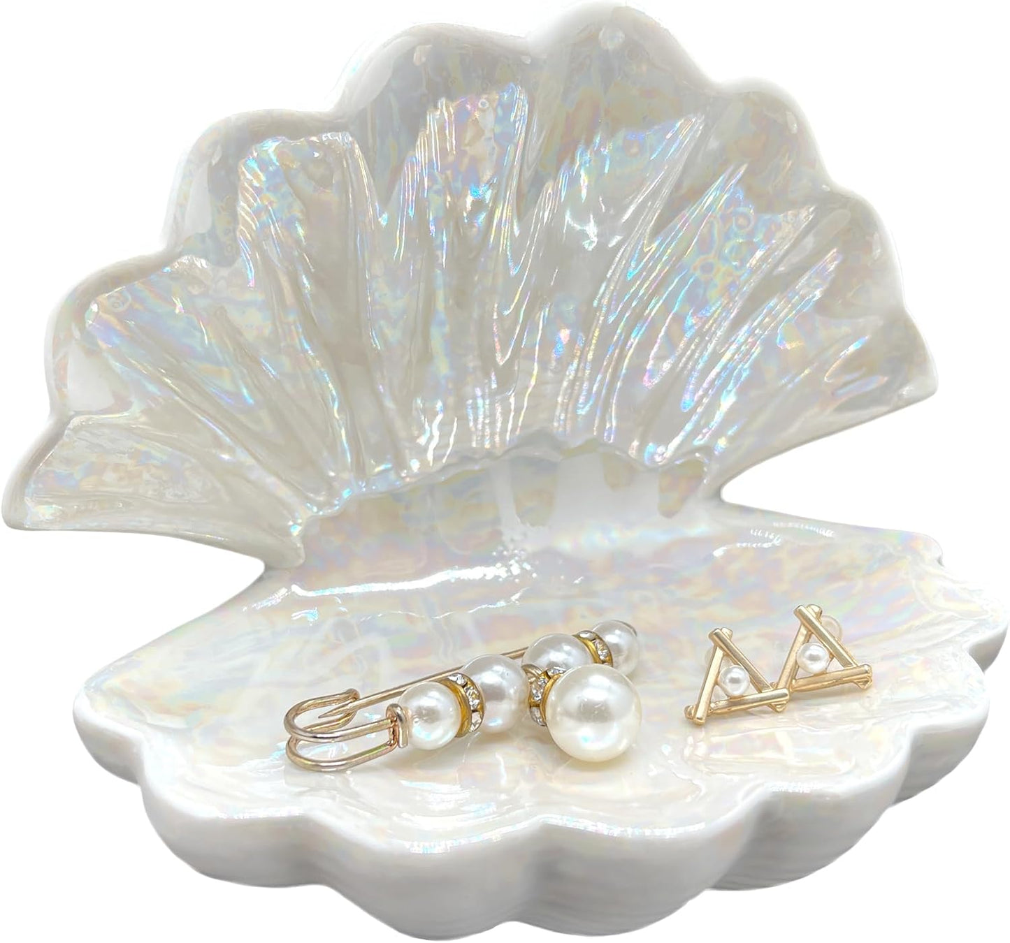Shell Trinket Dish Ceramic Conch Ring Holder Jewelry Tray Decorative Jewelry Plate Jewelry / Shell A