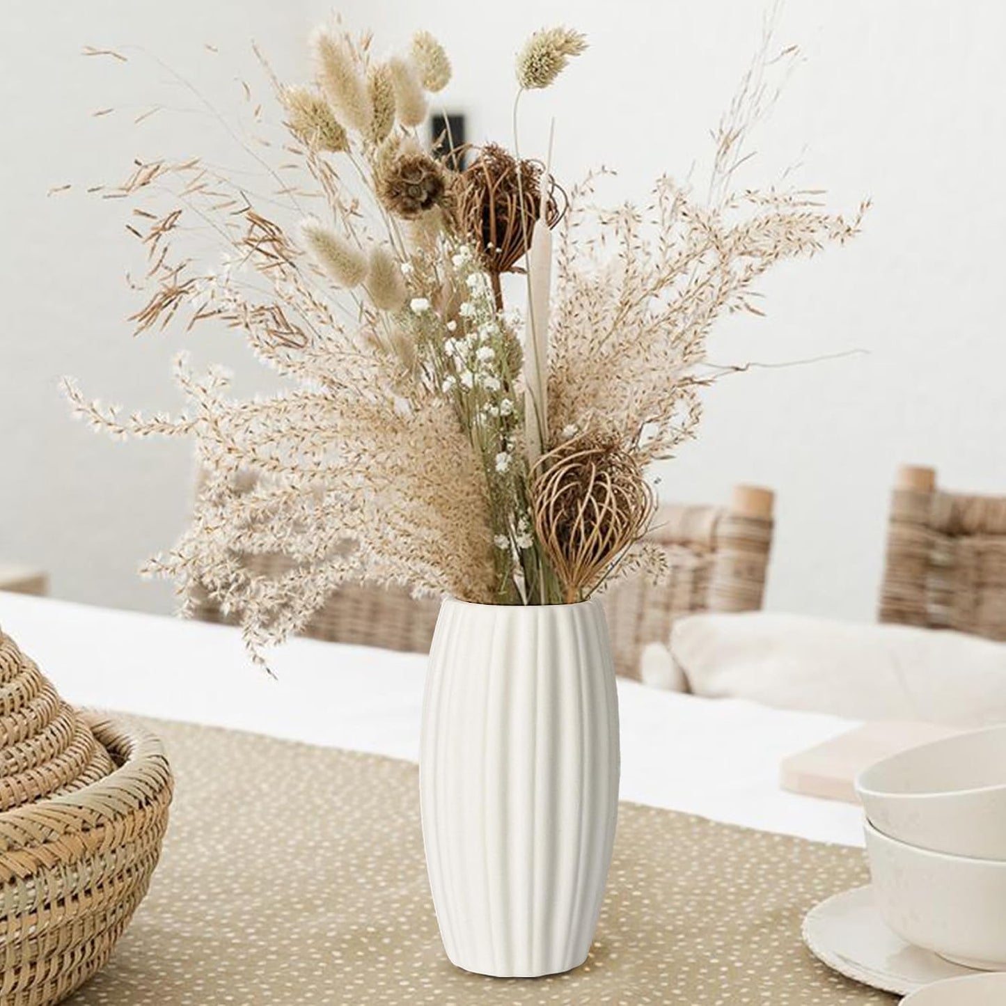 White Vase / Small White Bulk Bud Vases for Pampas Grass / White-12 / Set of 12