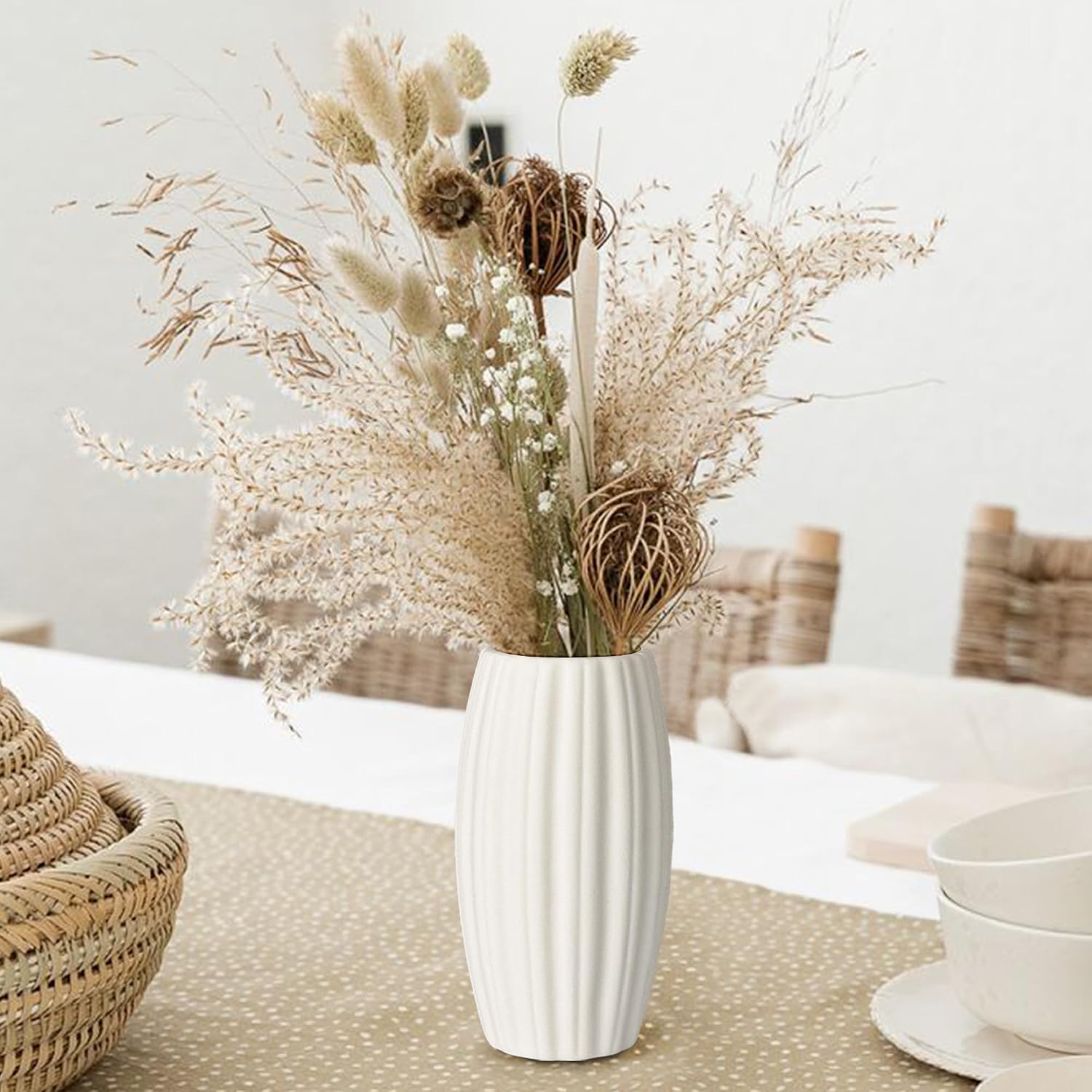 White Vase / Small White Bulk Bud Vases for Pampas Grass / White-12 / Set of 12