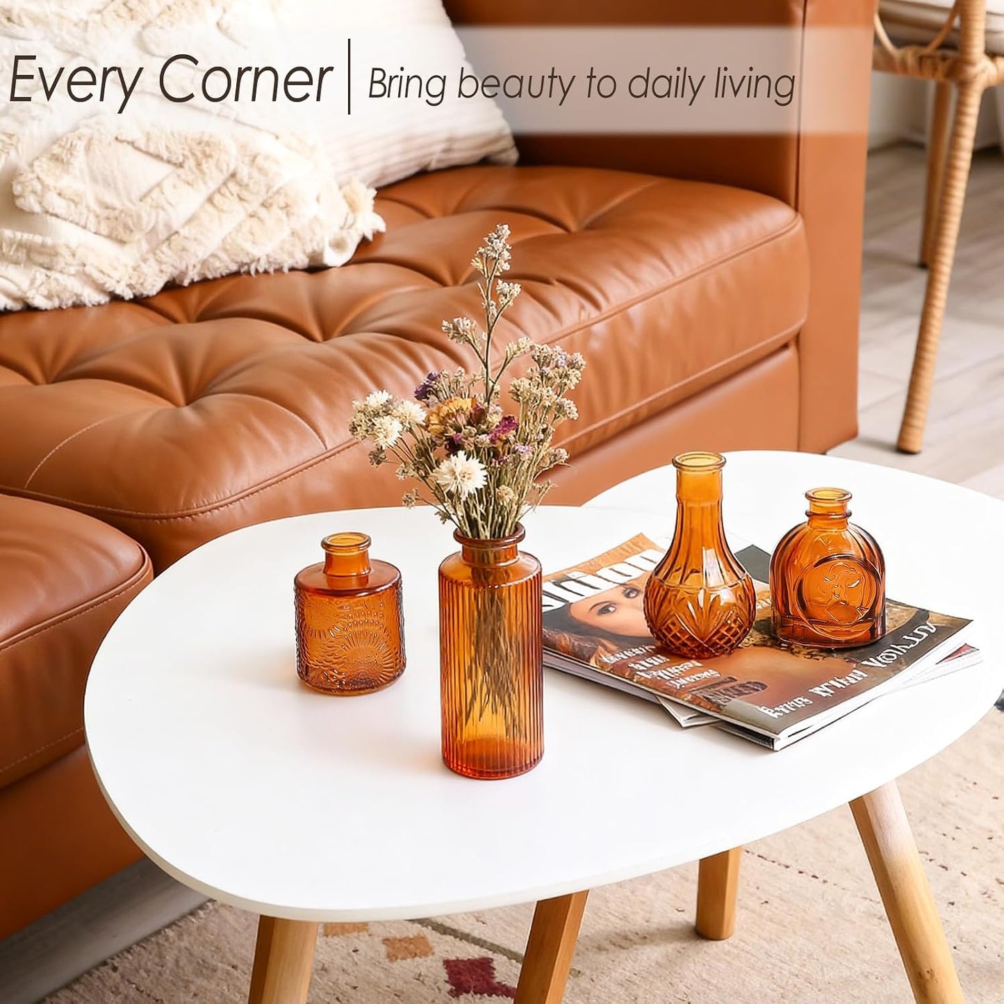 Brown Glass Bud Vases / Amber Brown / Set of 36