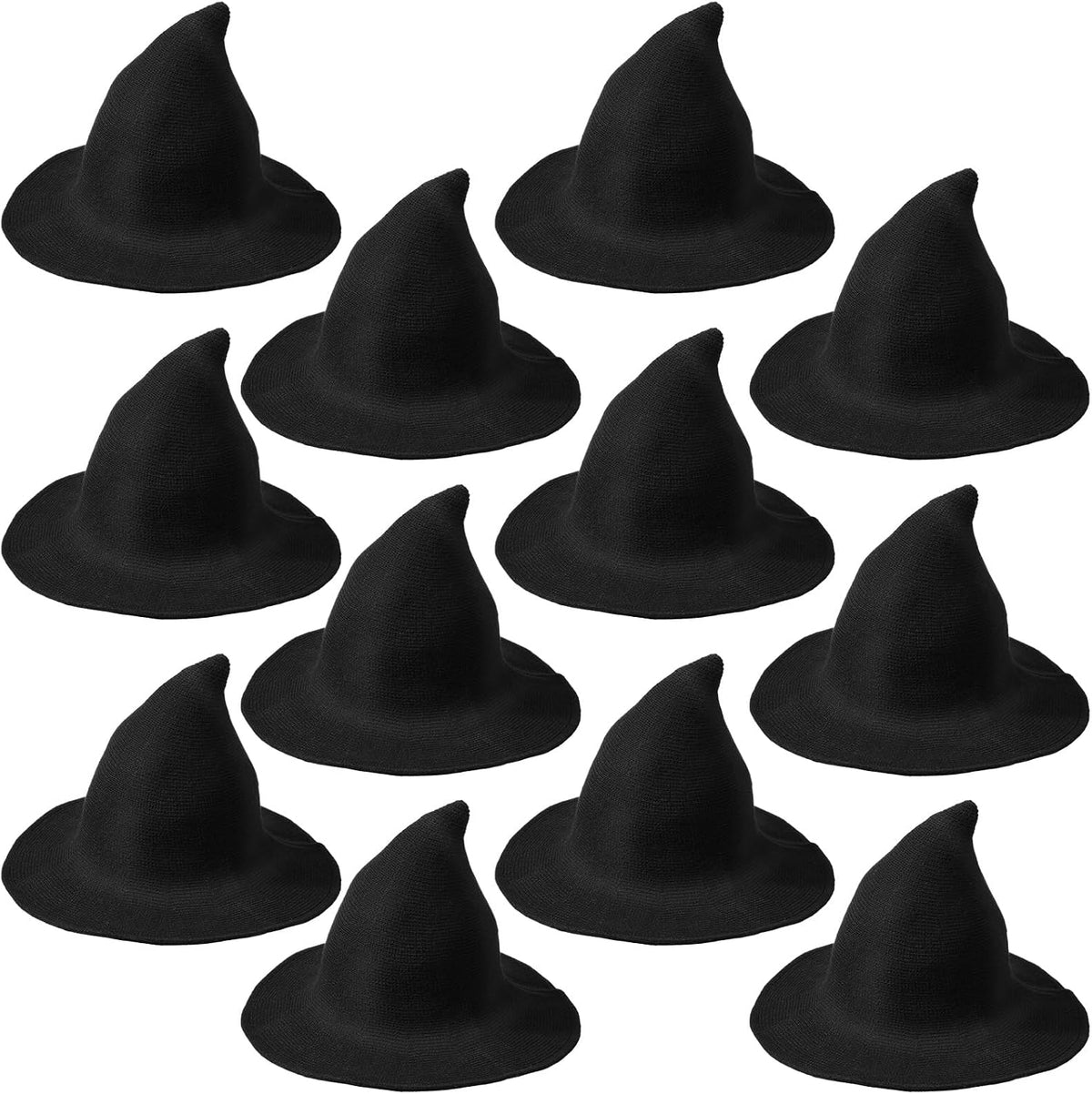 Mepase 12 Pcs Halloween Witch Hat Knitted Witch Cap Women Wizard Hat