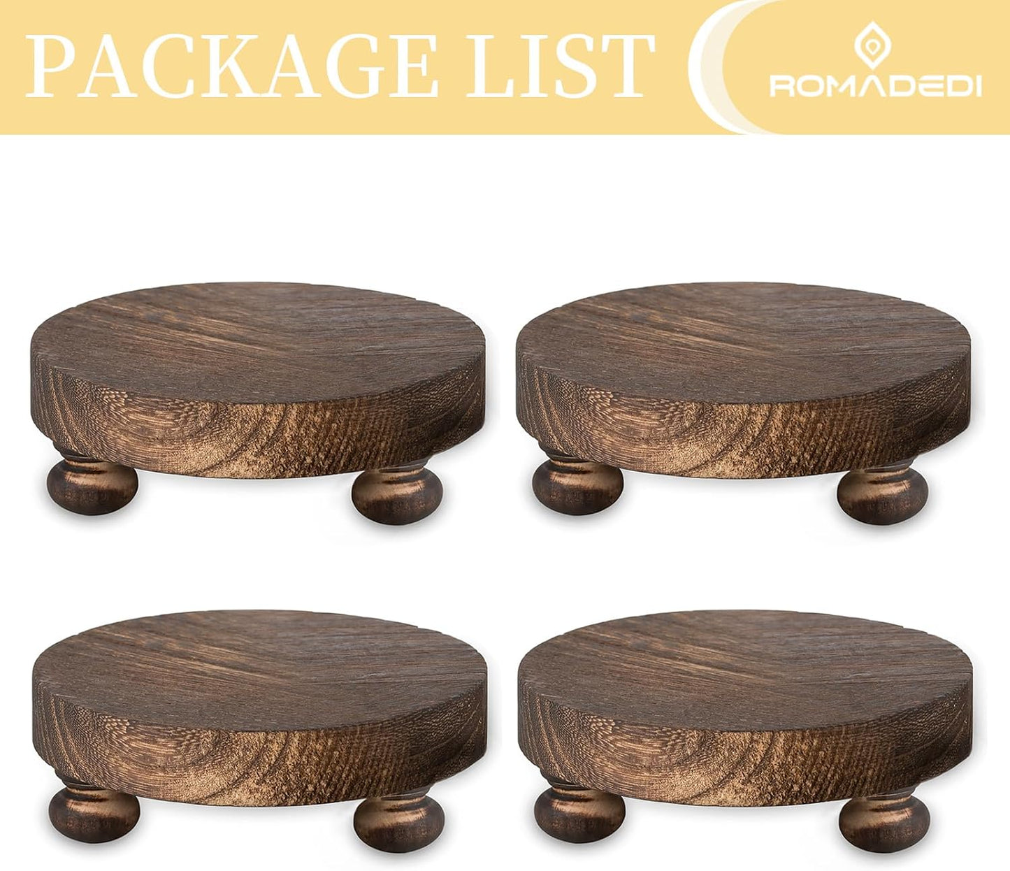 Farmhouse Wood Riser for Display- Rustic Decor Mini Wooden Pedestal Decorative / Brown / Set of 4