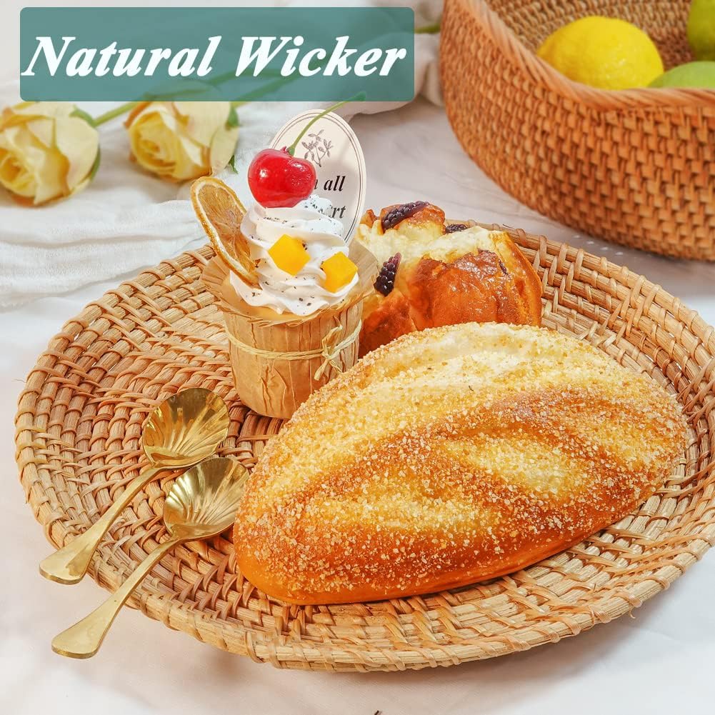Round Decor Rattan Centerpiece Tray for Candle Vase Holder Keys Remote Tray for Entryway / 11 Inch