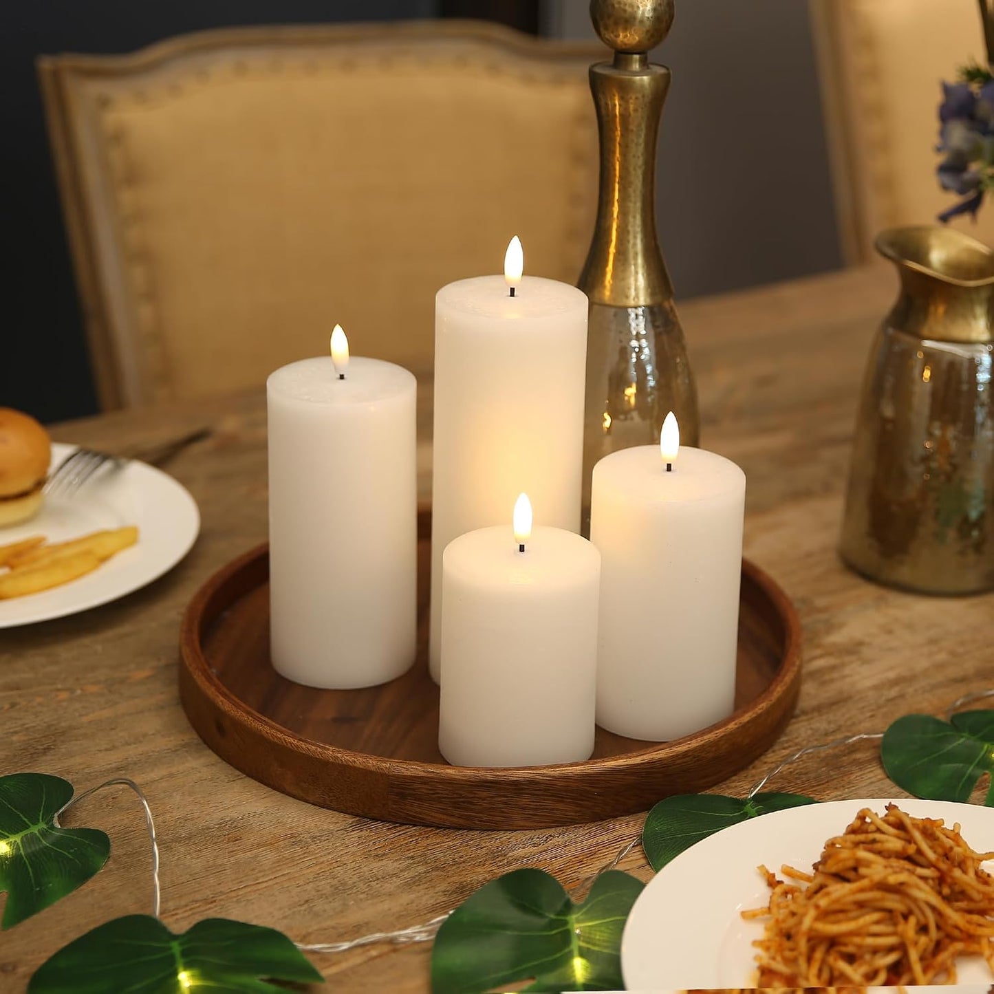 LUSHARBOR Flameless Candles, 4 Pack Battery Operated Candles with Remote, Real Wax LED Fake Candles with Timer