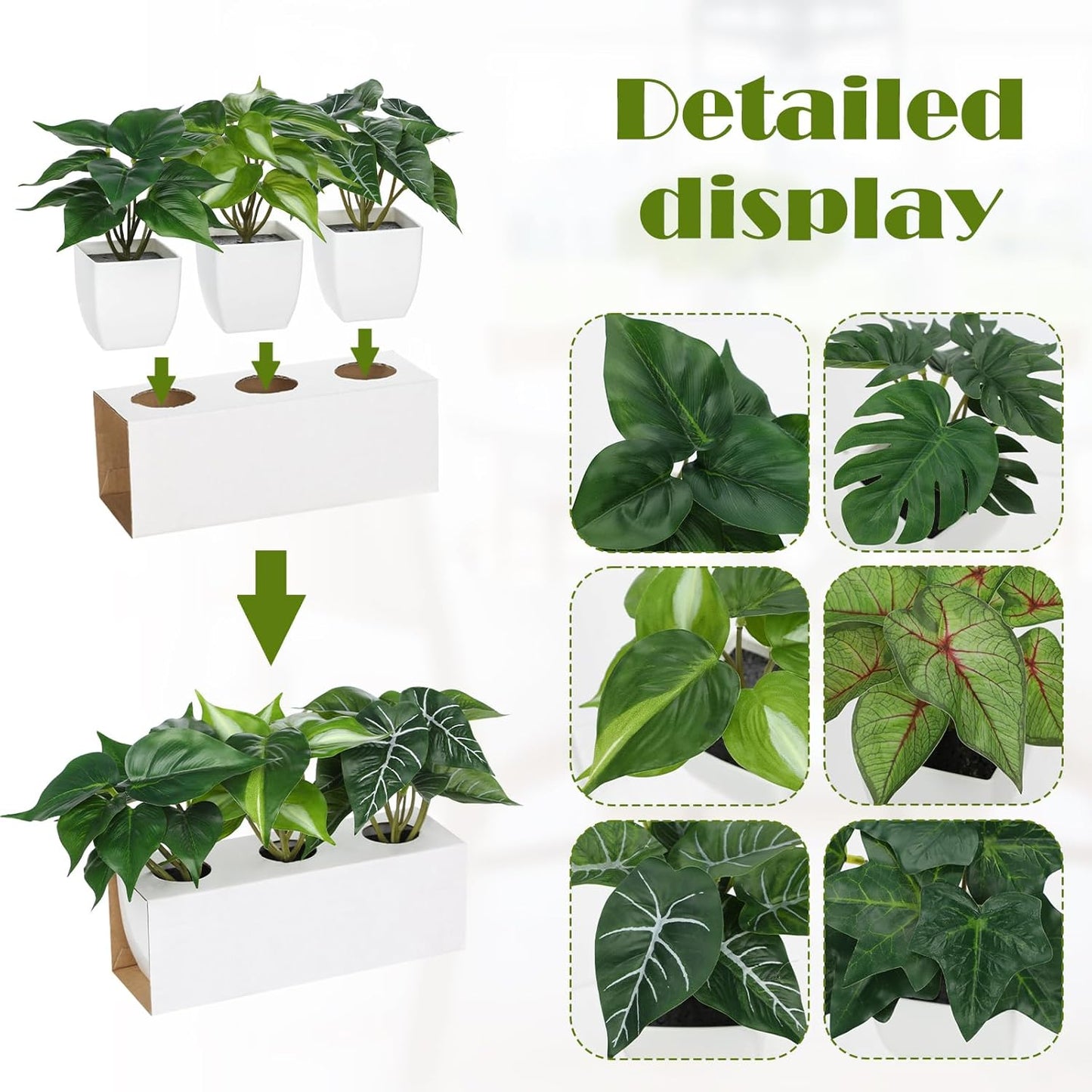 Fake Plants Potted Artificial Plants / Type#3 / White / Set of 6
