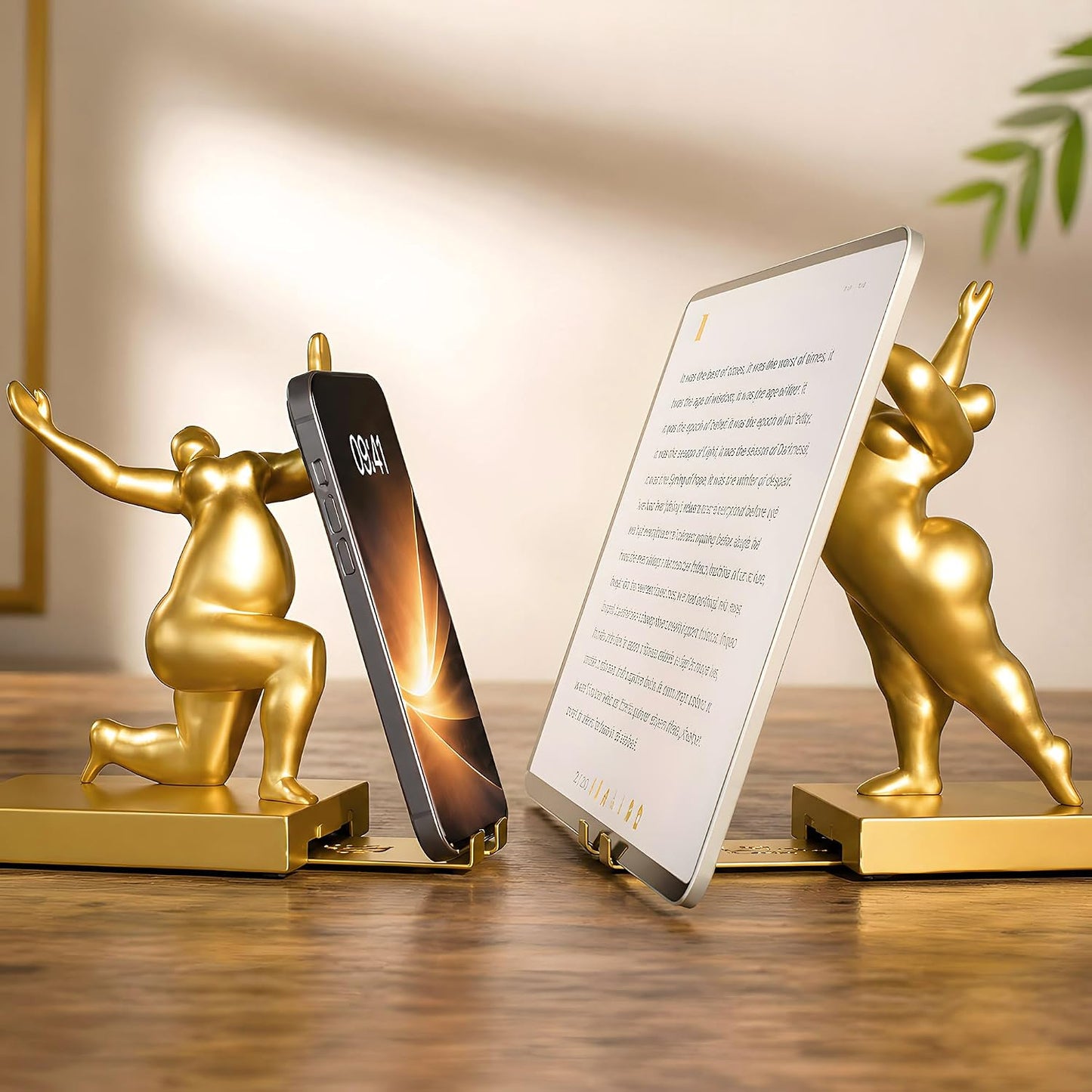 Decorative Modern Bookends / Metallic Gold / Set of 2