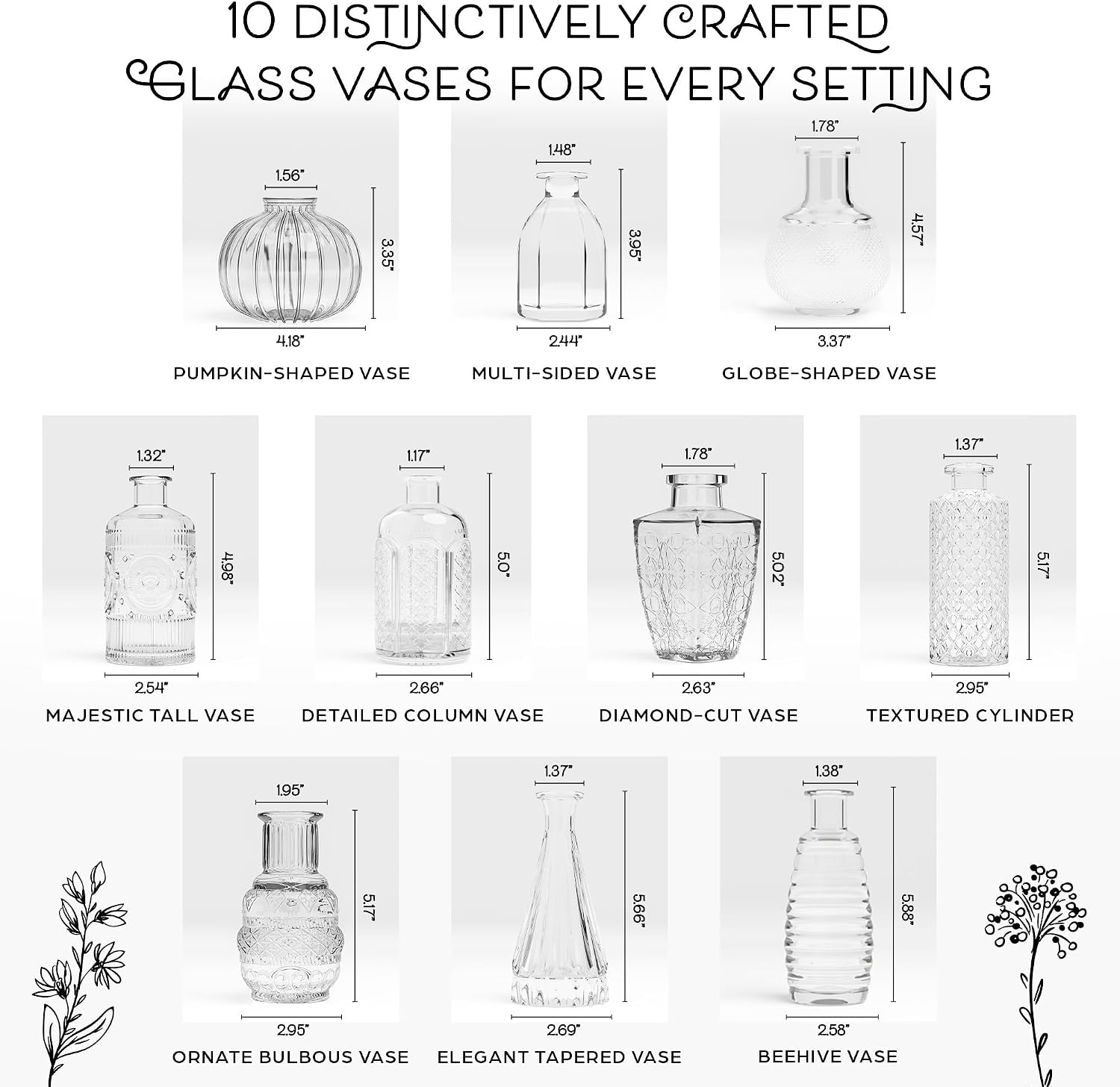 Glass Bud Vases in Bulk / Set of 10
