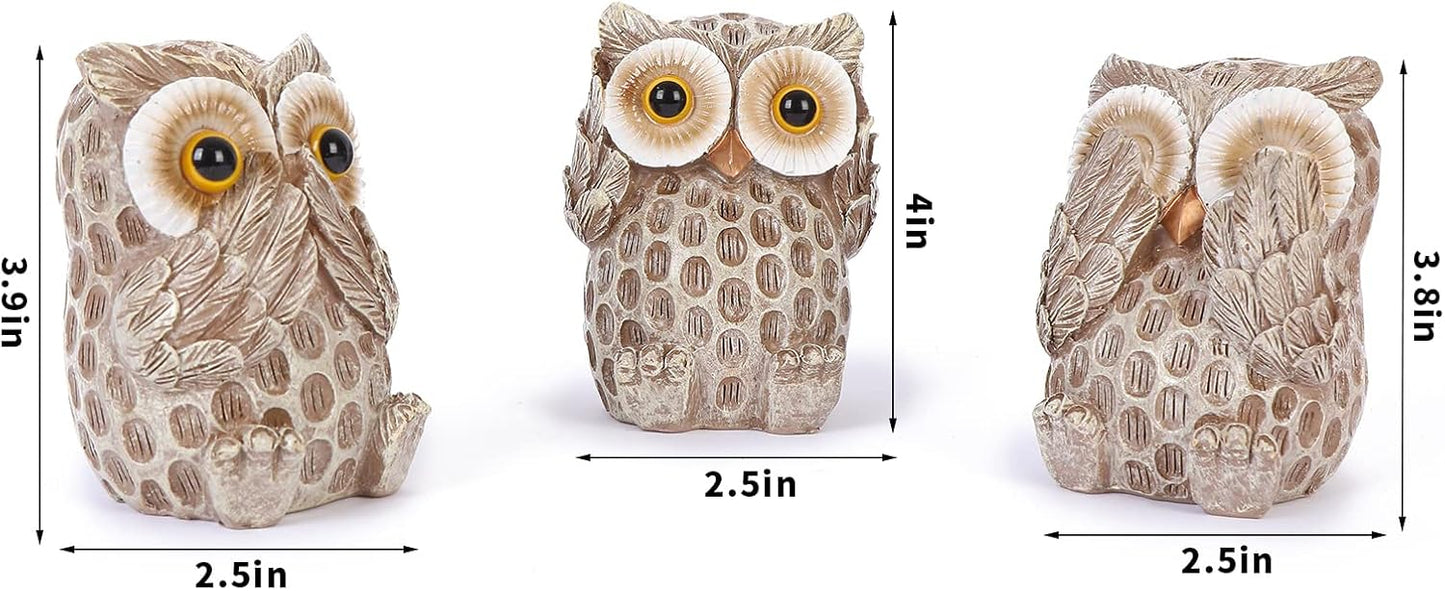 Owl Figurines / Owl Statues Home Décor / Brown / Set of 3