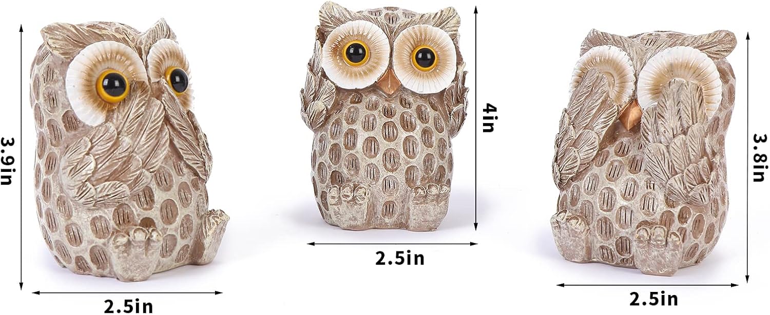 Owl Figurines / Owl Statues Home Décor / Brown / Set of 3
