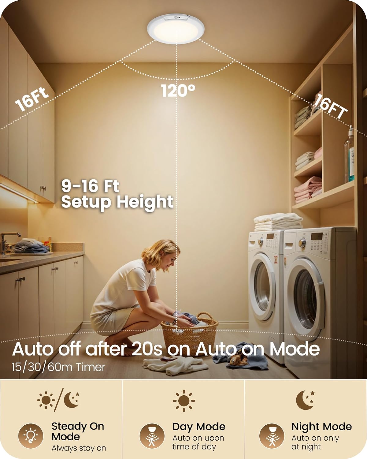 4 Pack Rechargeable Motion Sensor Ceiling Lights with Remote, Wireless Ceiling Light Battery Operated, Magnetic, 3CCT