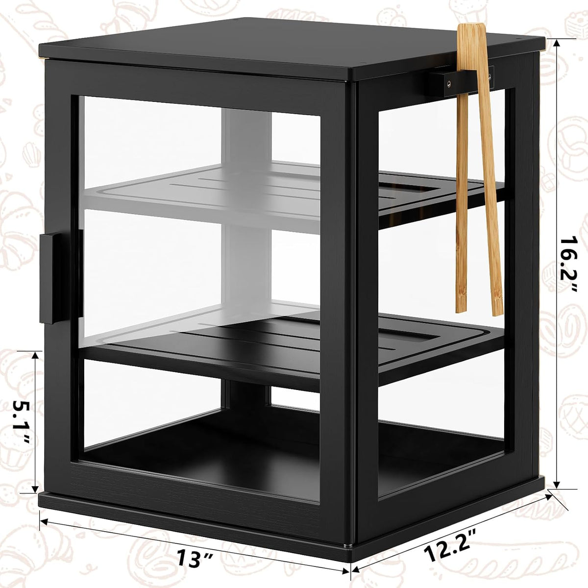 WOWLIVE Bread Box for Kitchen Countertop, 3 Layers Bread Storage Container | Large Bamboo Bread Bin for Homemade Bread