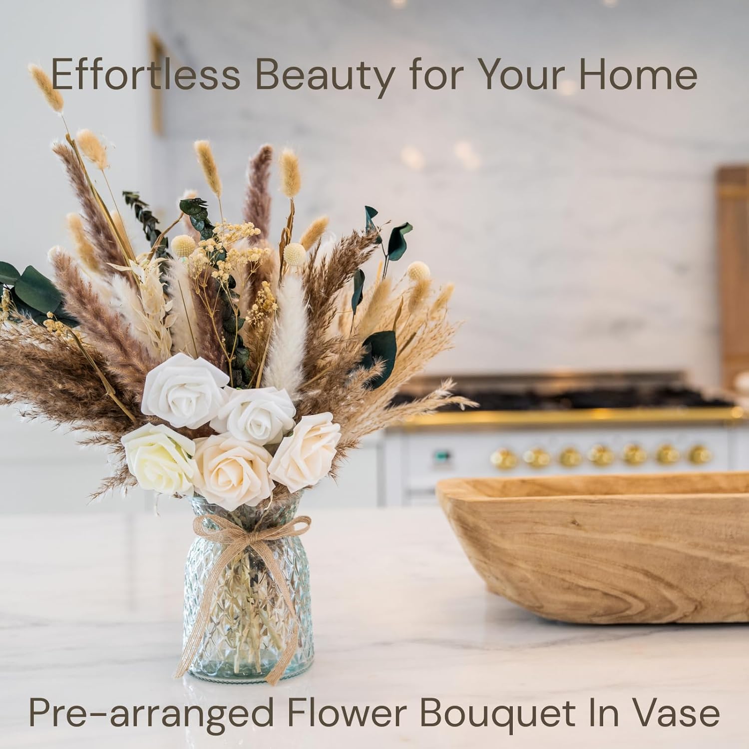 Artificial Flowers Arrangement / Pampas Bouquet In Vase / Set of 100