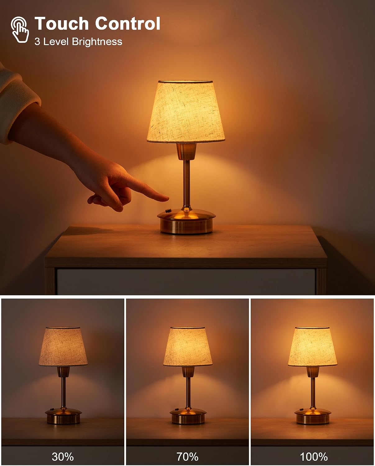 2 Pack Small Rechargeable Cordless Table Lamp for Restaurant Bar | 5200mAh Battery Operated, Portable Touch Dimmable
