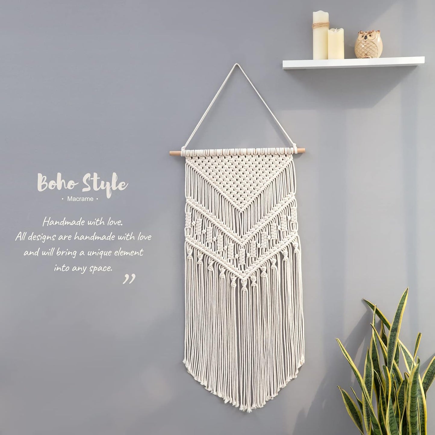 Macrame Wall Hanging Art Woven Boho Home Décor / Ivory