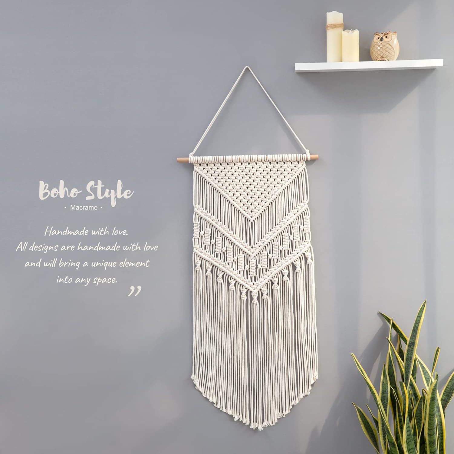 Macrame Wall Hanging Art Woven Boho Home Décor / Ivory