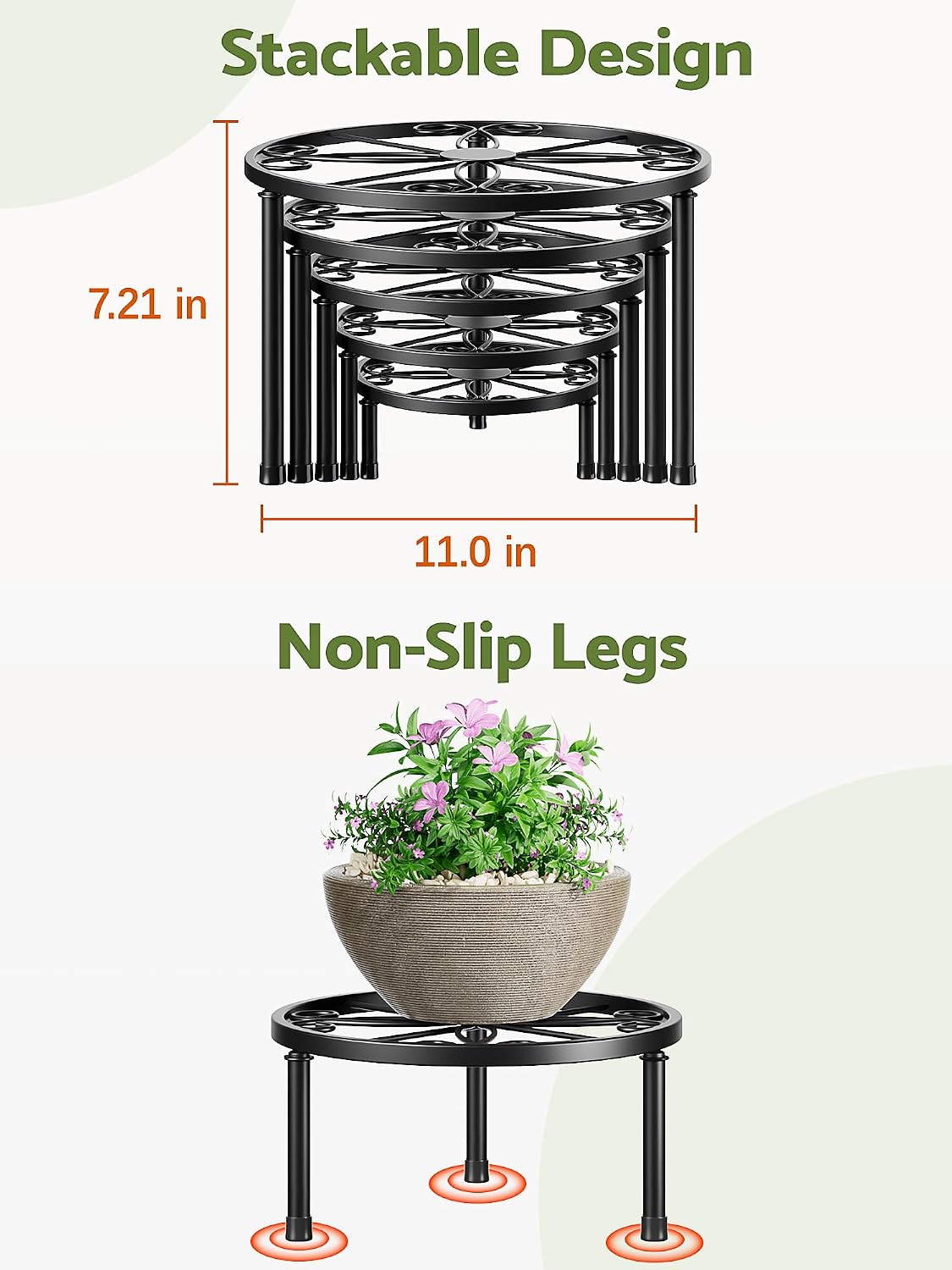 5 Pack Planters Stands with Gold Outdoors Plant Holders Indoor (GoldS)