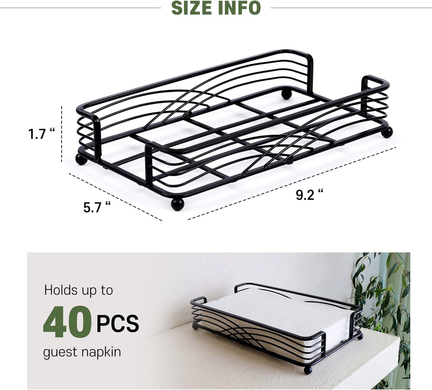 Black Tray / C - Black Napkin Holder for Bathroom / Guest Towel Holder