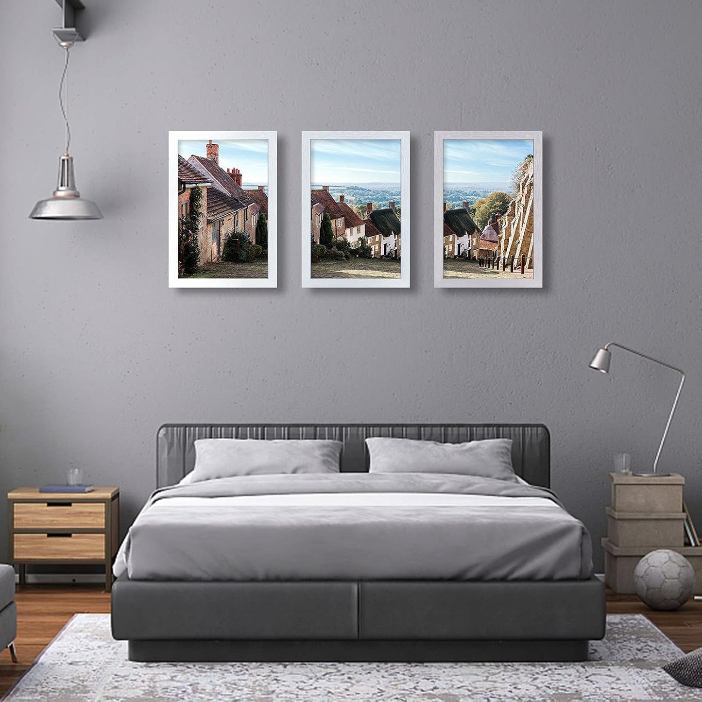 VCK 13x19 Frames 3 Pack, White Poster Frame MDF Wood with Polished Plexiglass, Wall Mounting Horizontal & Vertical
