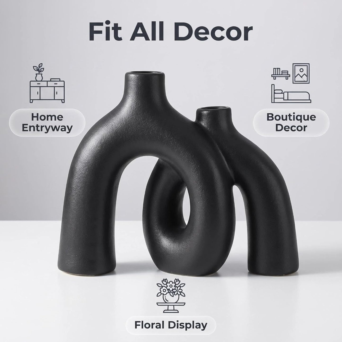Modern Nordic Boho Vase Set / Black-1