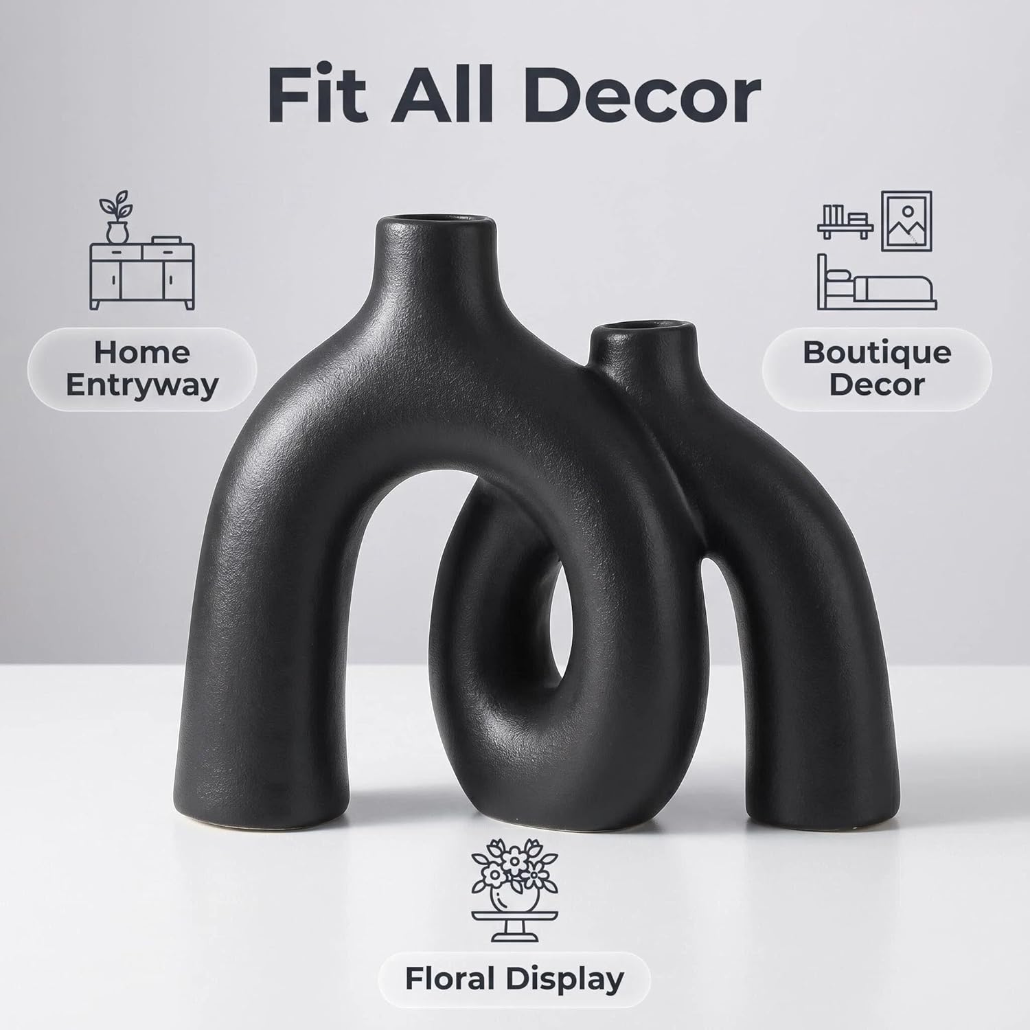 Modern Nordic Boho Vase Set / Black-1