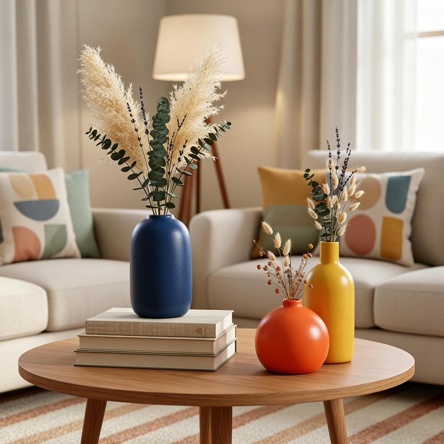 Colorful Ceramic Vase Set / A / Orange