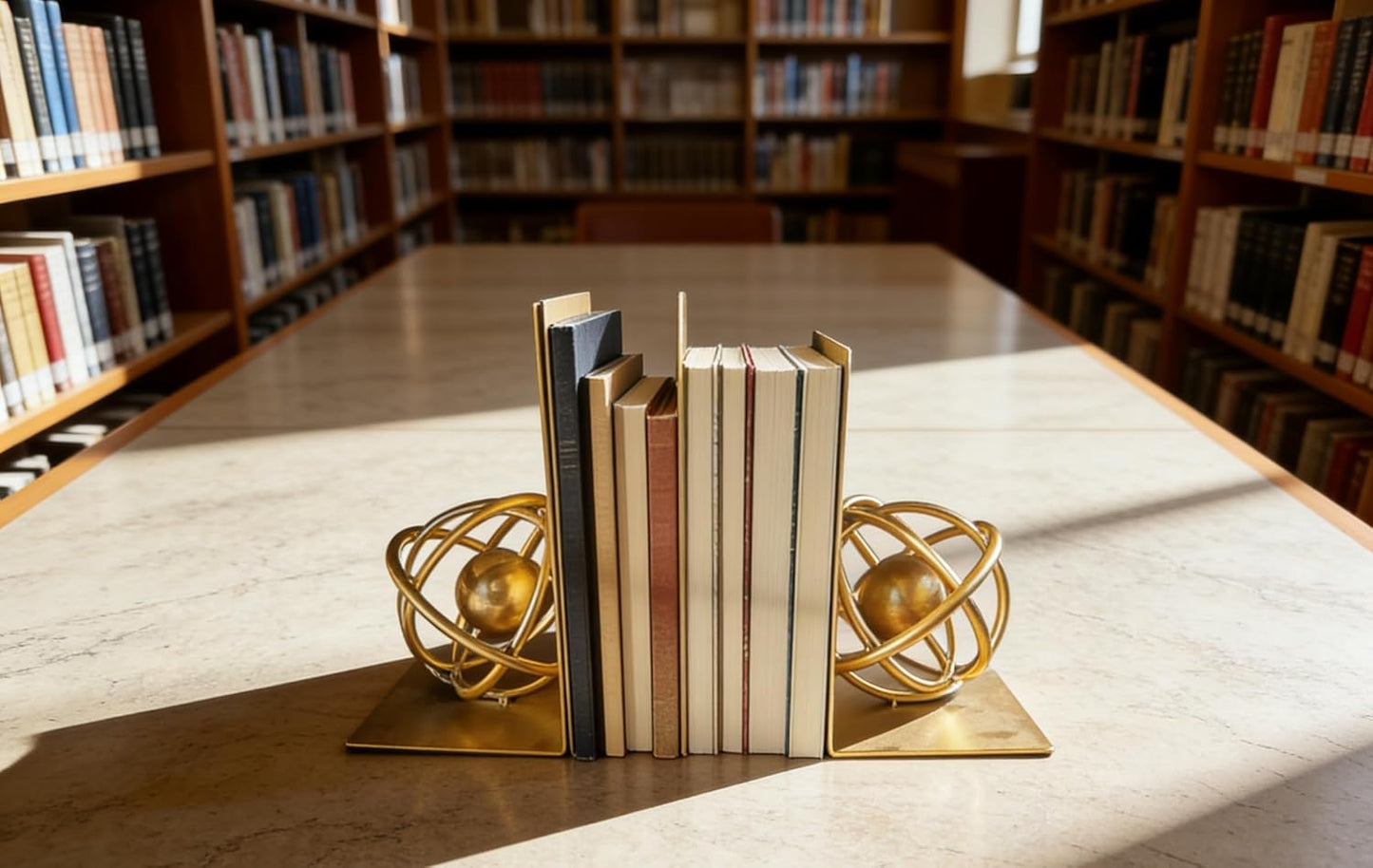Metal Bookends / Heavy Duty Book Ends for Heavy Books / Gold / Set of 2