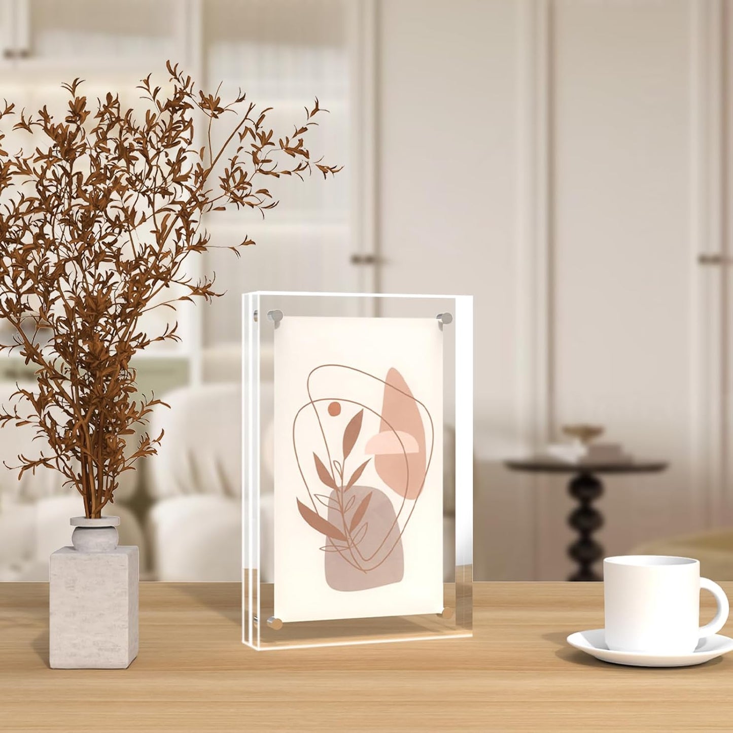 ILYXY 2 Pack Acrylic Frame 8.5x11, 20% Thicker, 24mm Thick Frameless Clear Picture Frame, Double Sided Magnetic Photo