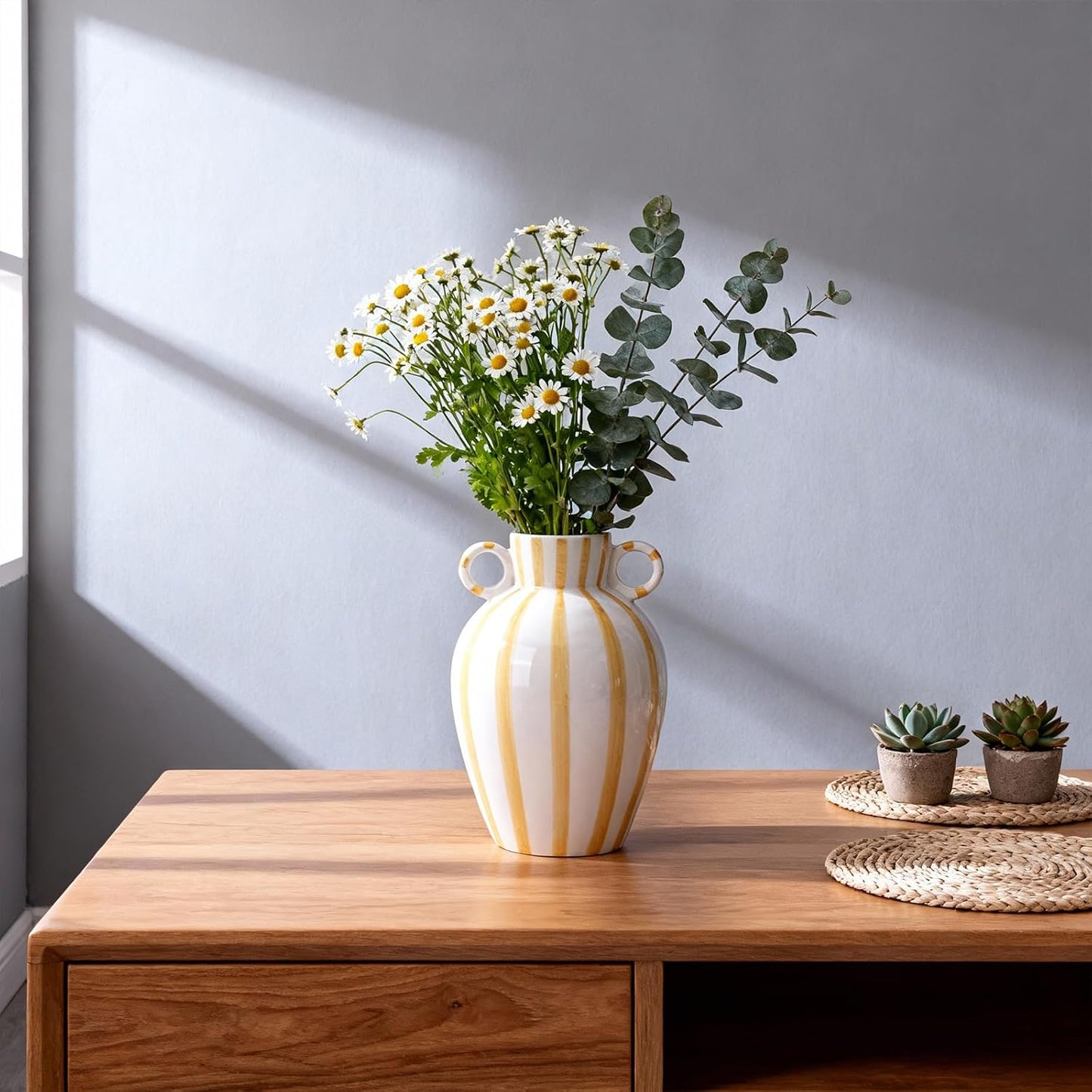 Modern Checkered Vase / Yellow