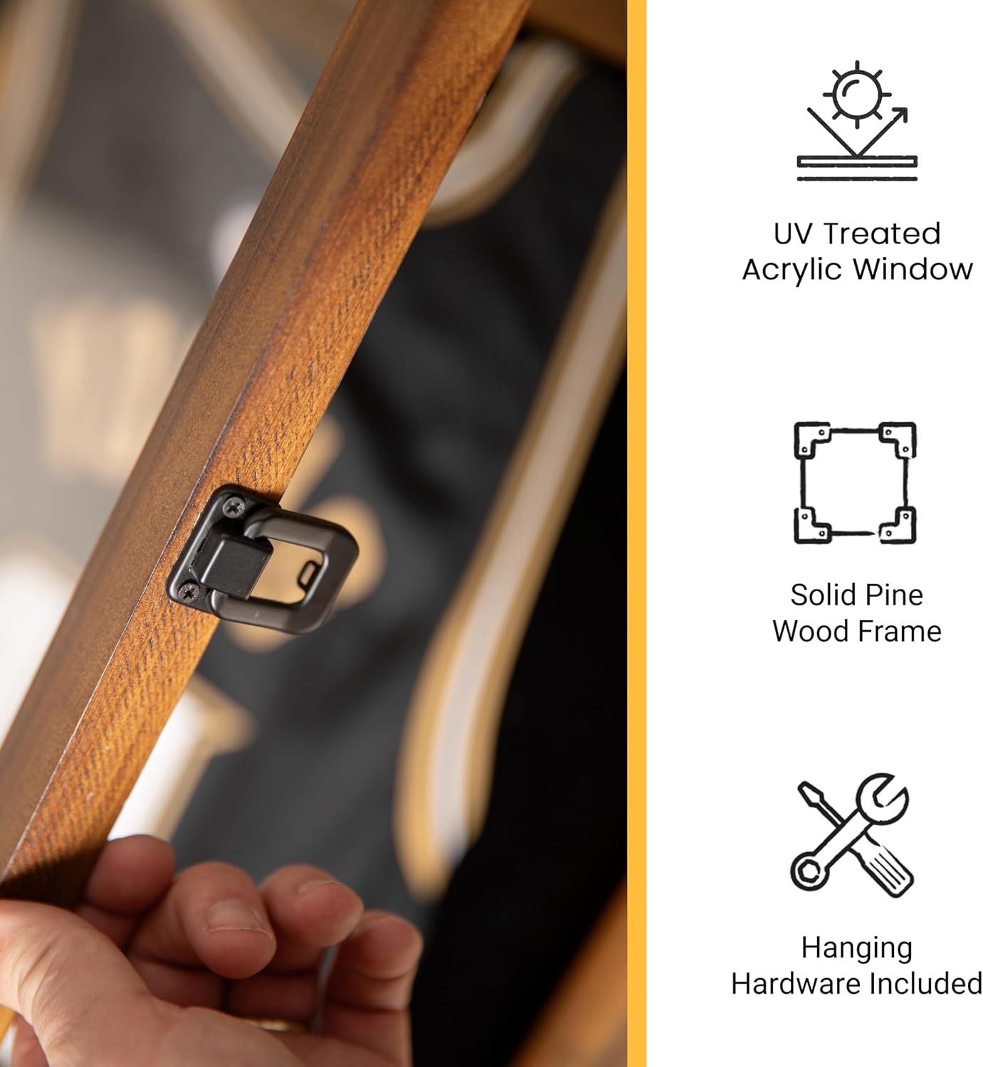 HBCY Creations 24x36 Rustic Brown Jersey Display Case - Solid Wood with Acrylic Window - Anti-Theft Lock with 2 Keys
