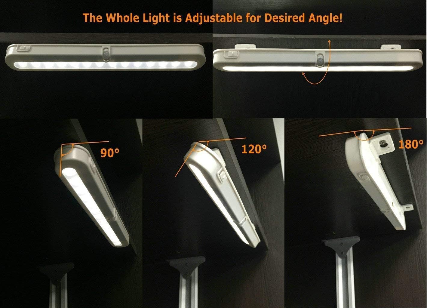 BLS T01LB LED Closet Light Super Bright 20 LED Under Cabinet Lighting Battery Powered/DC Input Wireless Motion Sensing