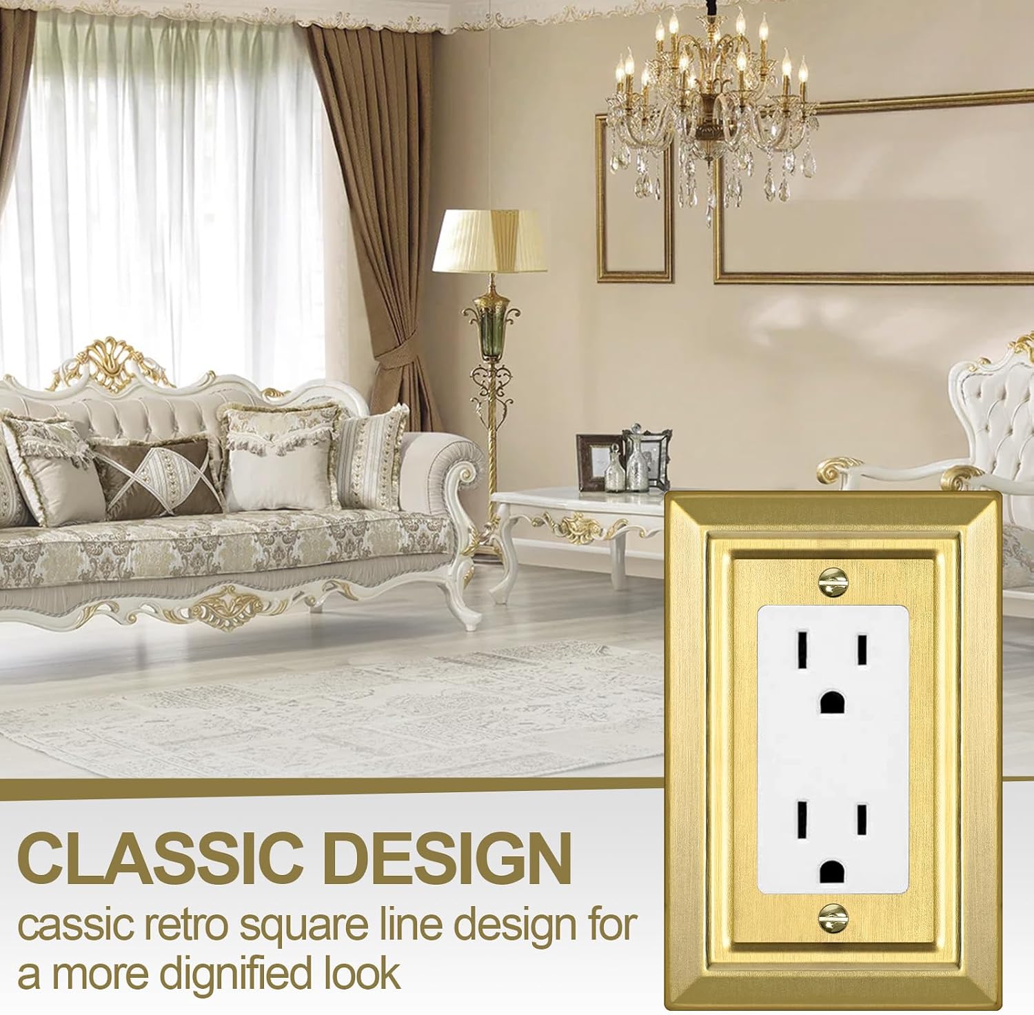 Metal Wall Plate for Electrical Outlets, Applicable to Single Decoretor | Decorative Brass Gold Switch Plates Outlet