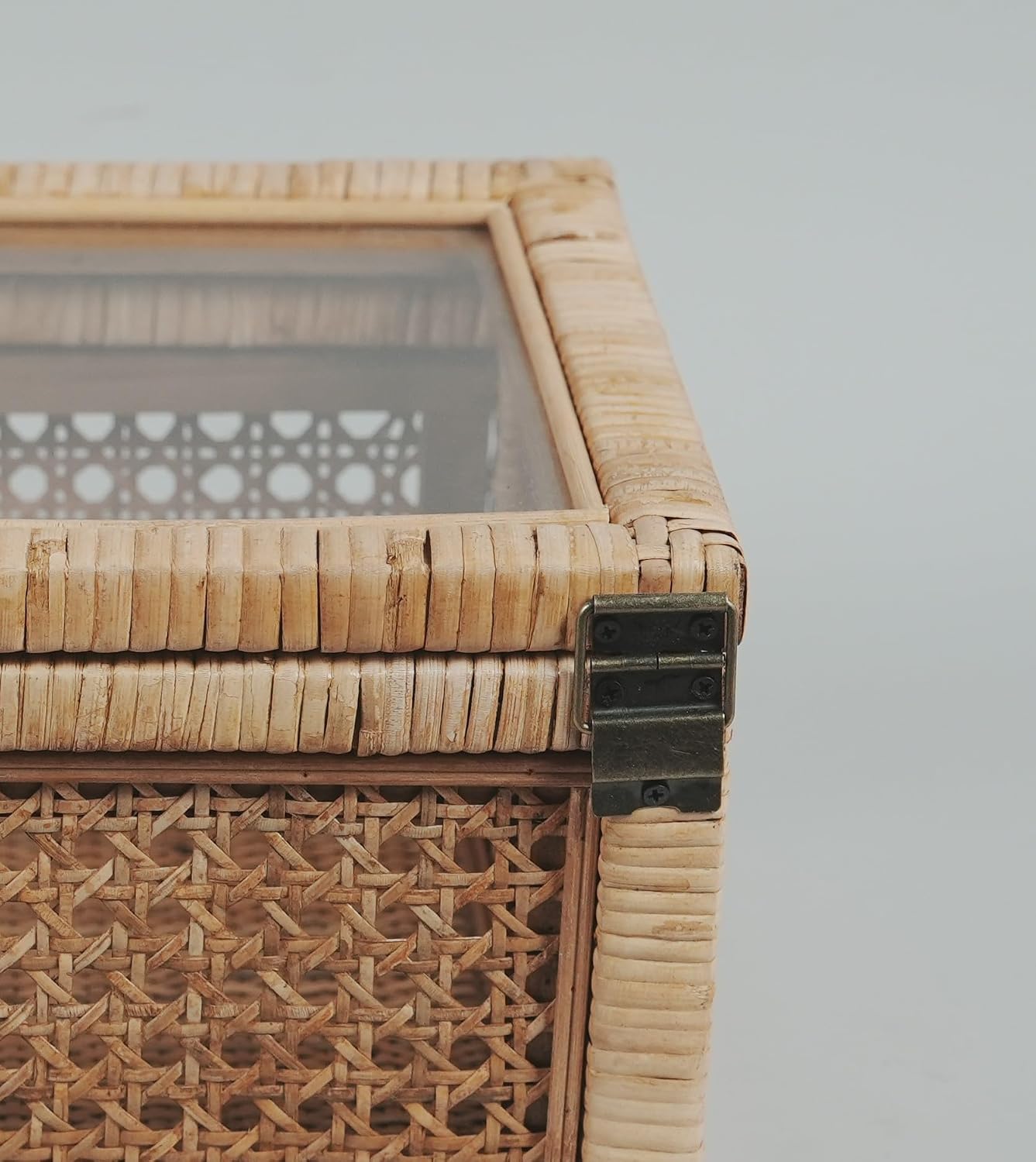 Rattan Display Box / Rectangular Coastal Bohemian Style Stackable Decorative Storage Box Set