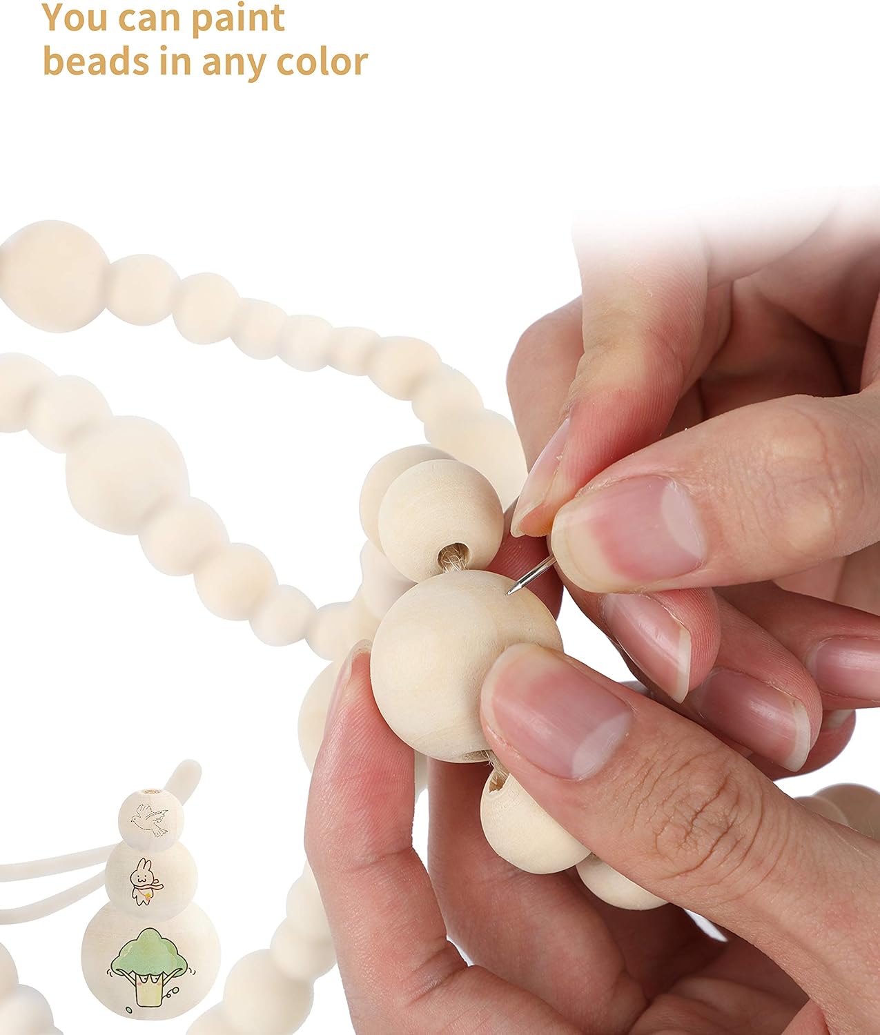 Wooden Beads Garland / Natural / 84 Inch