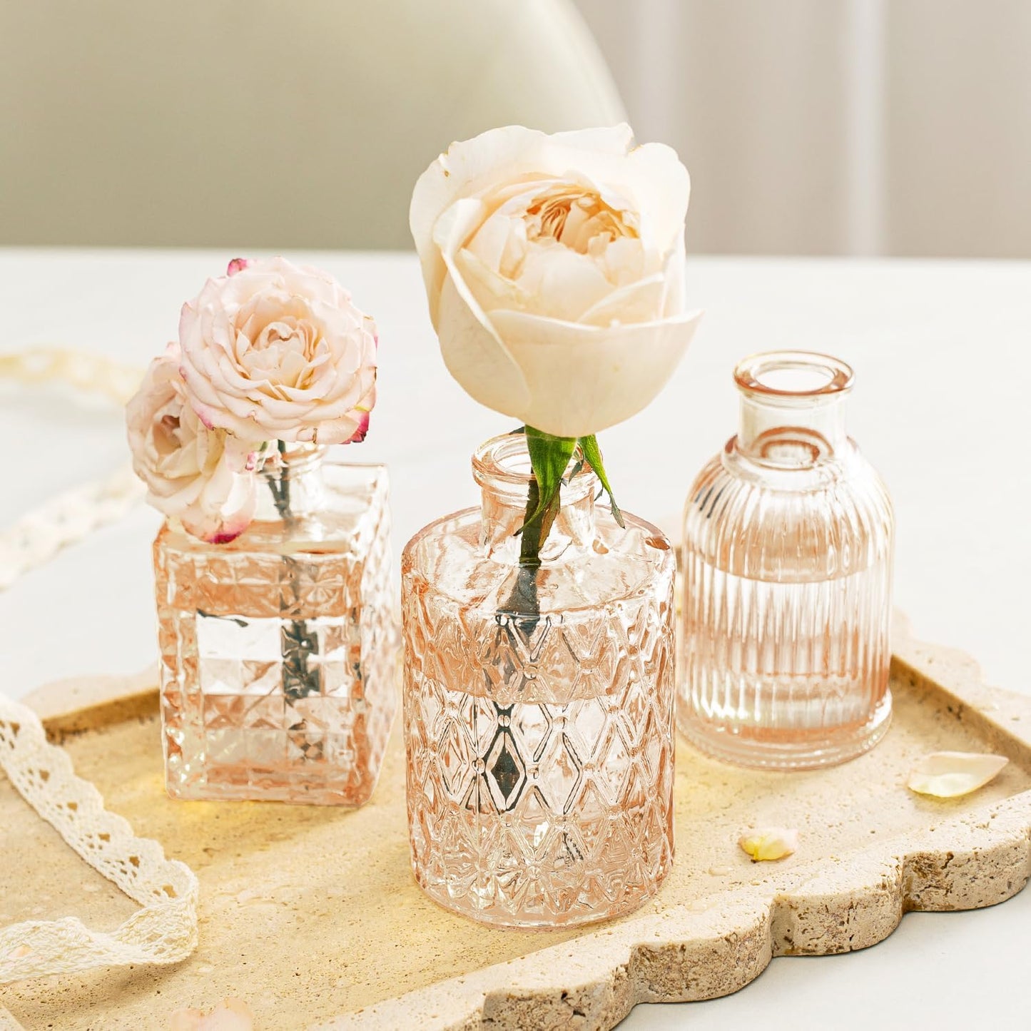 Clear Glass Bud Vase Pcs / Amber Gold / Set of 12