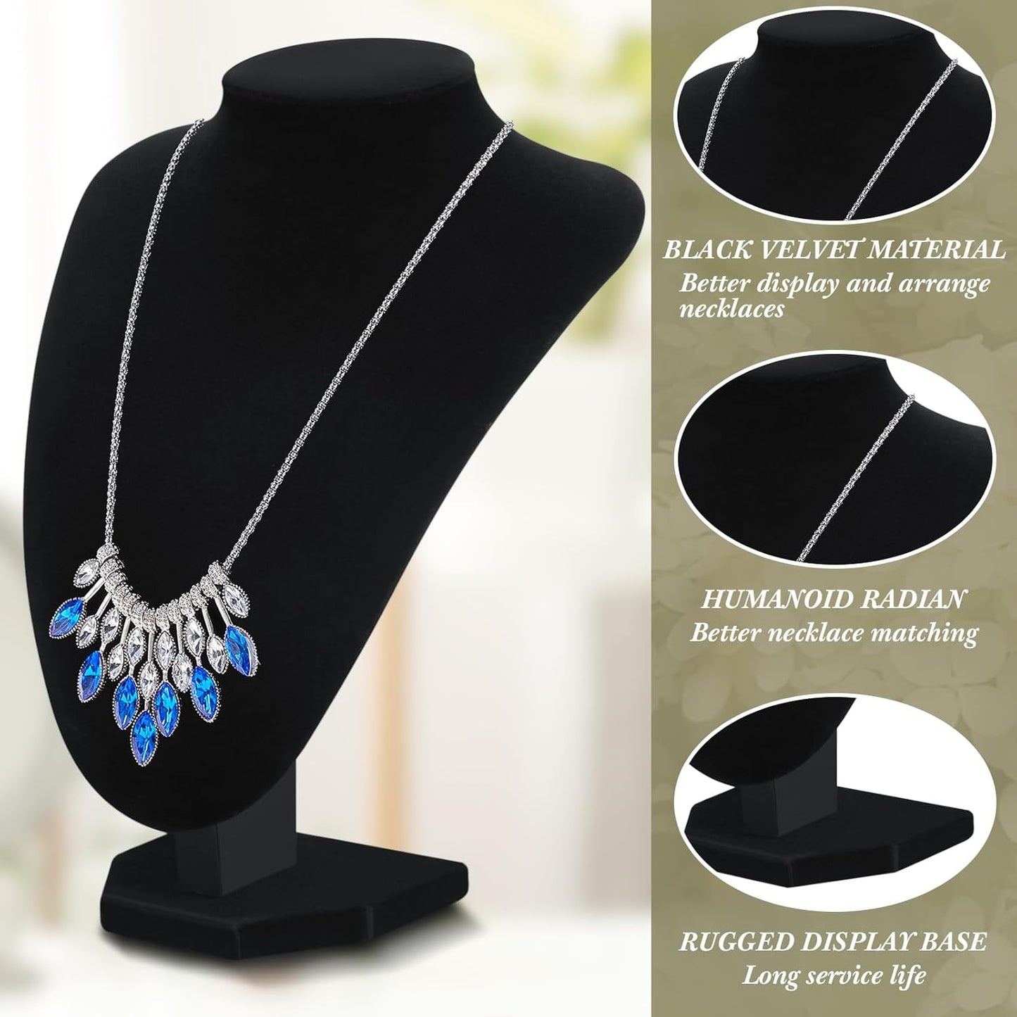 Jewelry Display Set Necklace Display Stand T Bar Bracelet Holder Jewelry / Black / Velvet / Set of 6