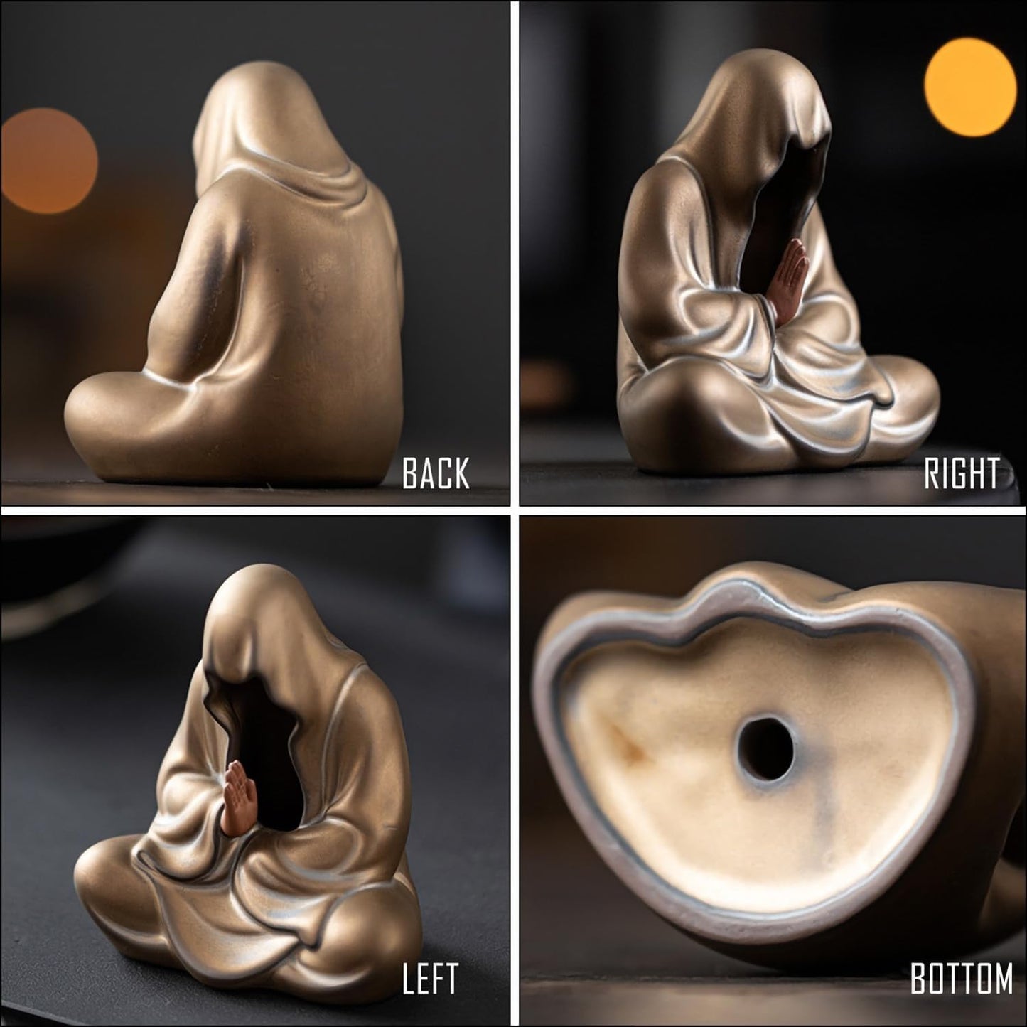 Faceless Buddha Statue Small Ceramic Buddha Figurine for Zen Meditation / Bronze