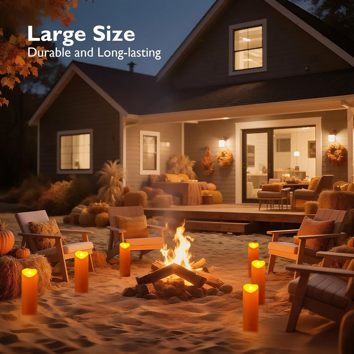 Homemory 4"x12" Halloween Orange Flameless Candles, Fall Candles, Outdoor Waterproof Flameless Candles with Remote and