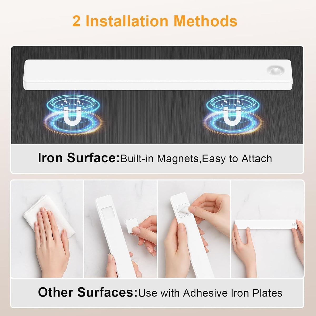 6 Pack 13 inch Under Cabinet Lighting, USB Rechargeable Motion Sensor Light Indoor, Battery Operated Closet Light, LED