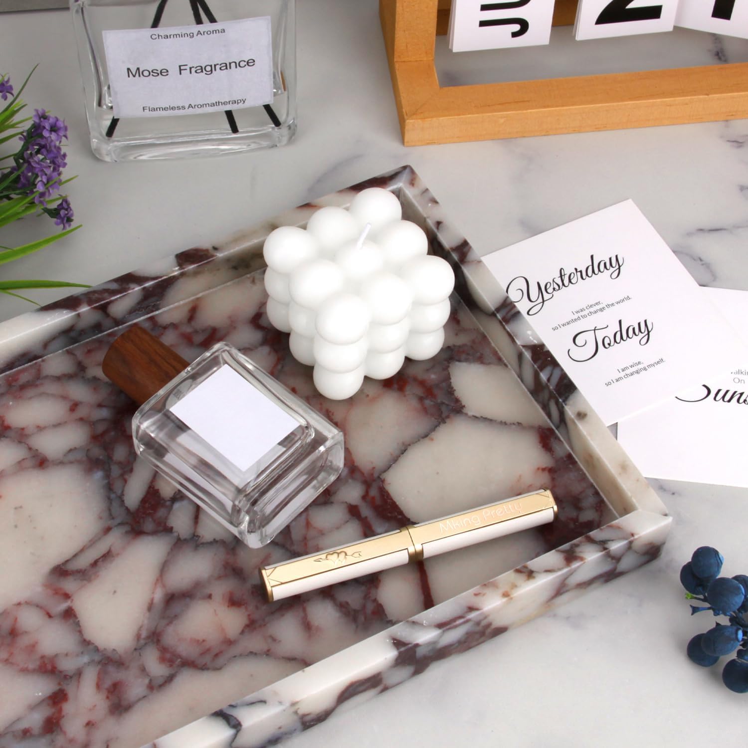 Marble Bathroom Vanity Tray / Calacatta Viola / 12 x 8 x 1.2 / Natural
