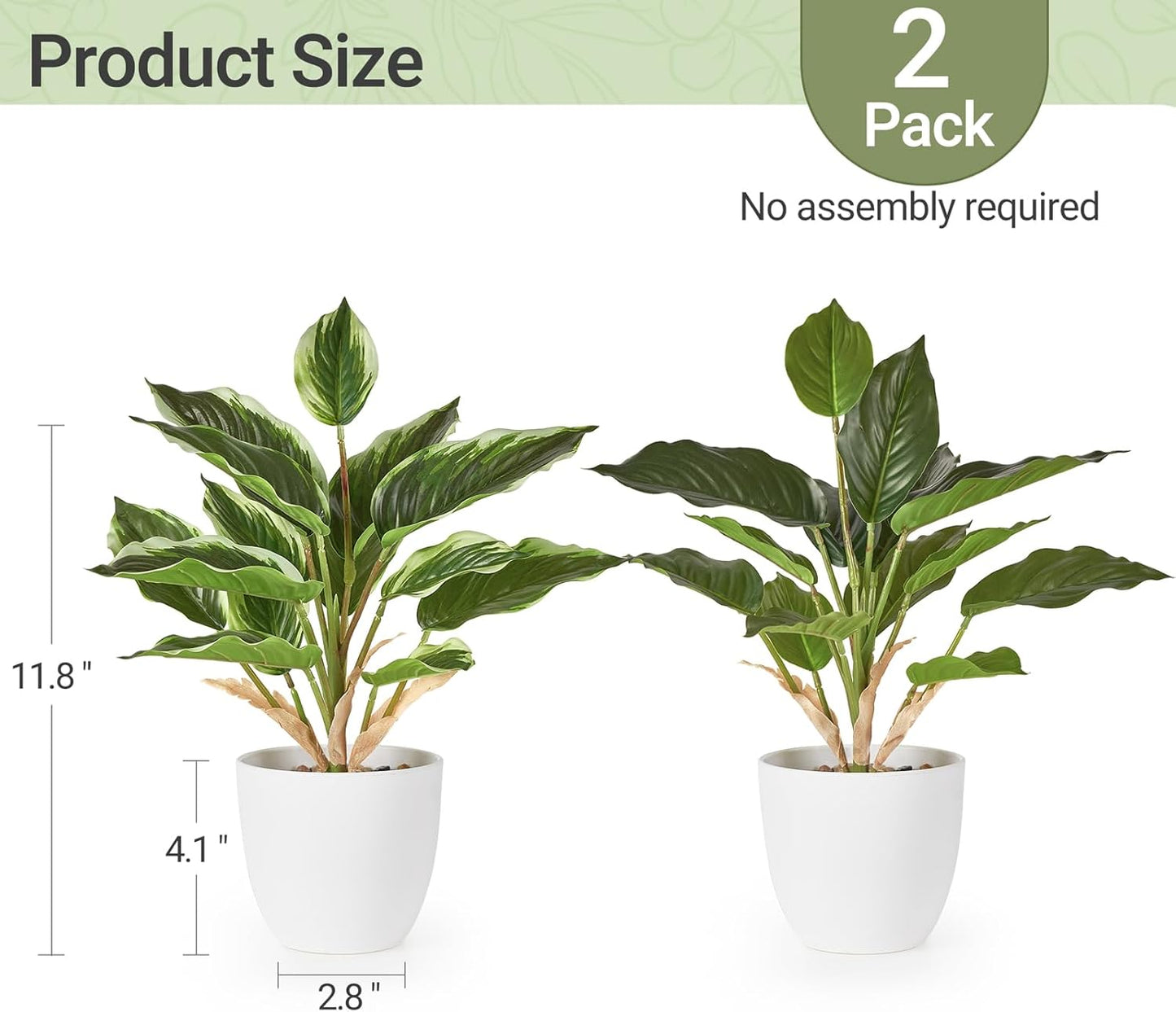 11" Potted Artificial Plants / Green / Set of 2